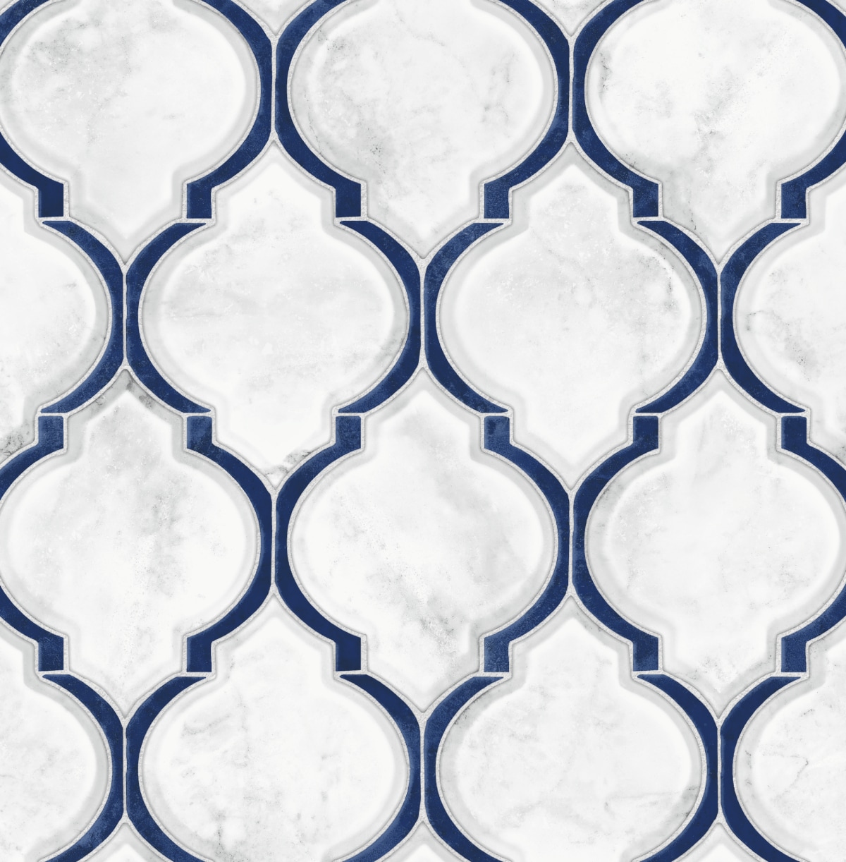 NextWall NW39302 30.75-Sq. Feet Royal Blue and Carrara Vinyl Tile Self-adhesive Peel and Stick Wallpaper