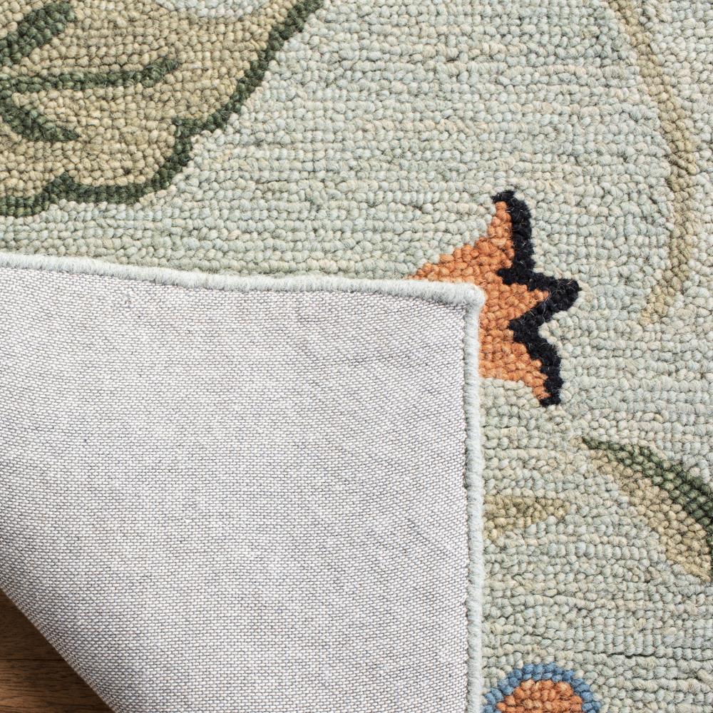 Handmade Tufted Blue Floral Square Wool Rug - 6' x 6'