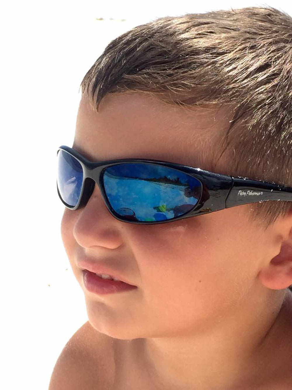 Flying Fisherman Youth Unisex Polarized Black Frame, Smoke-blue Mirror Lens  Plastic Sunglasses at