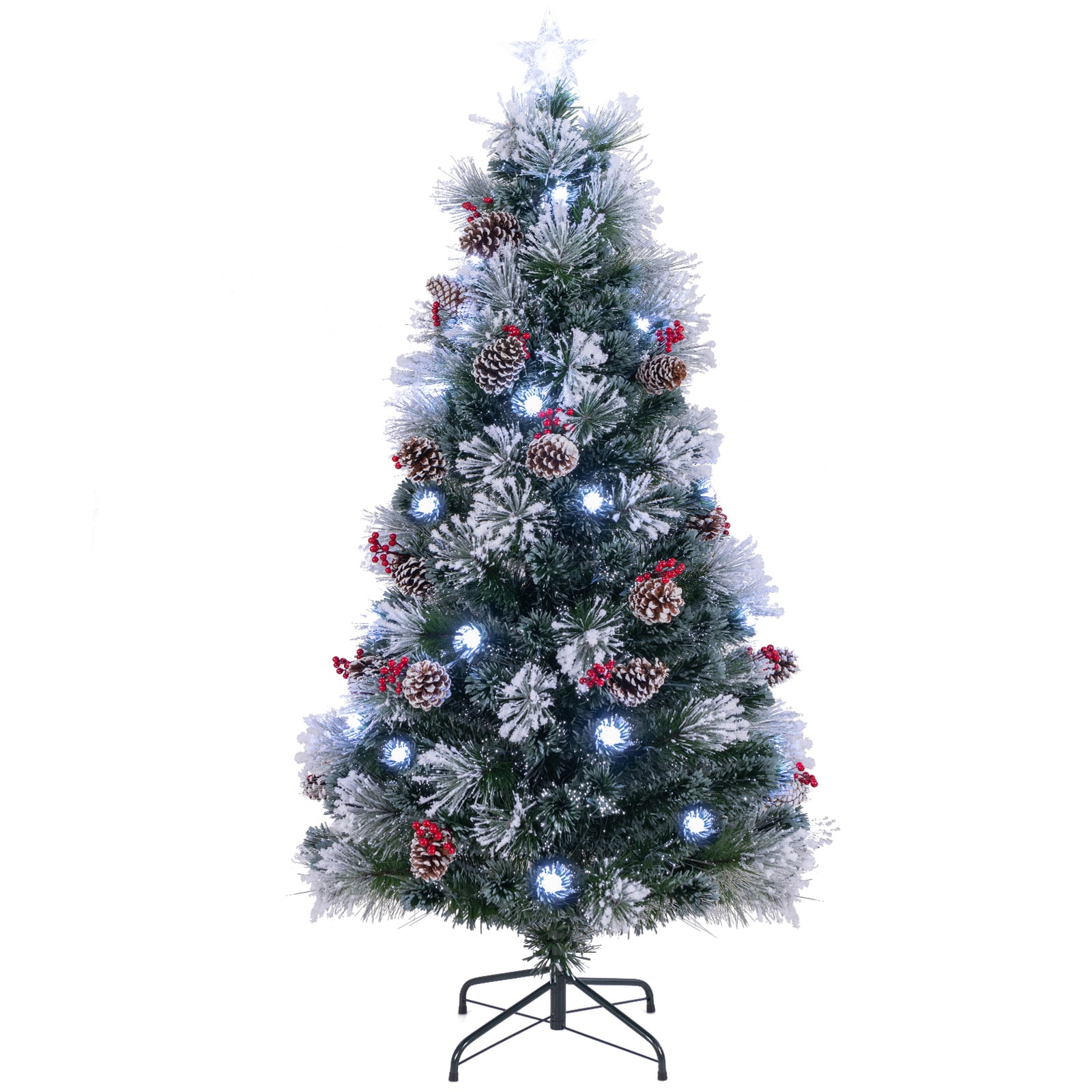 LIVIZA HYS24825US 6-ft Pre-lit Flocked Artificial Christmas Tree with White LED Lights