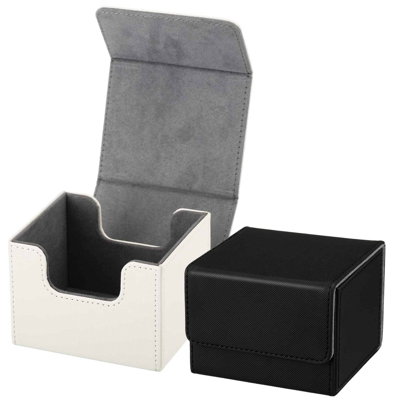 KIWDZFU 2 pcs Leather Deck Card Box Large Capacity Holds 100 Sleeved ...