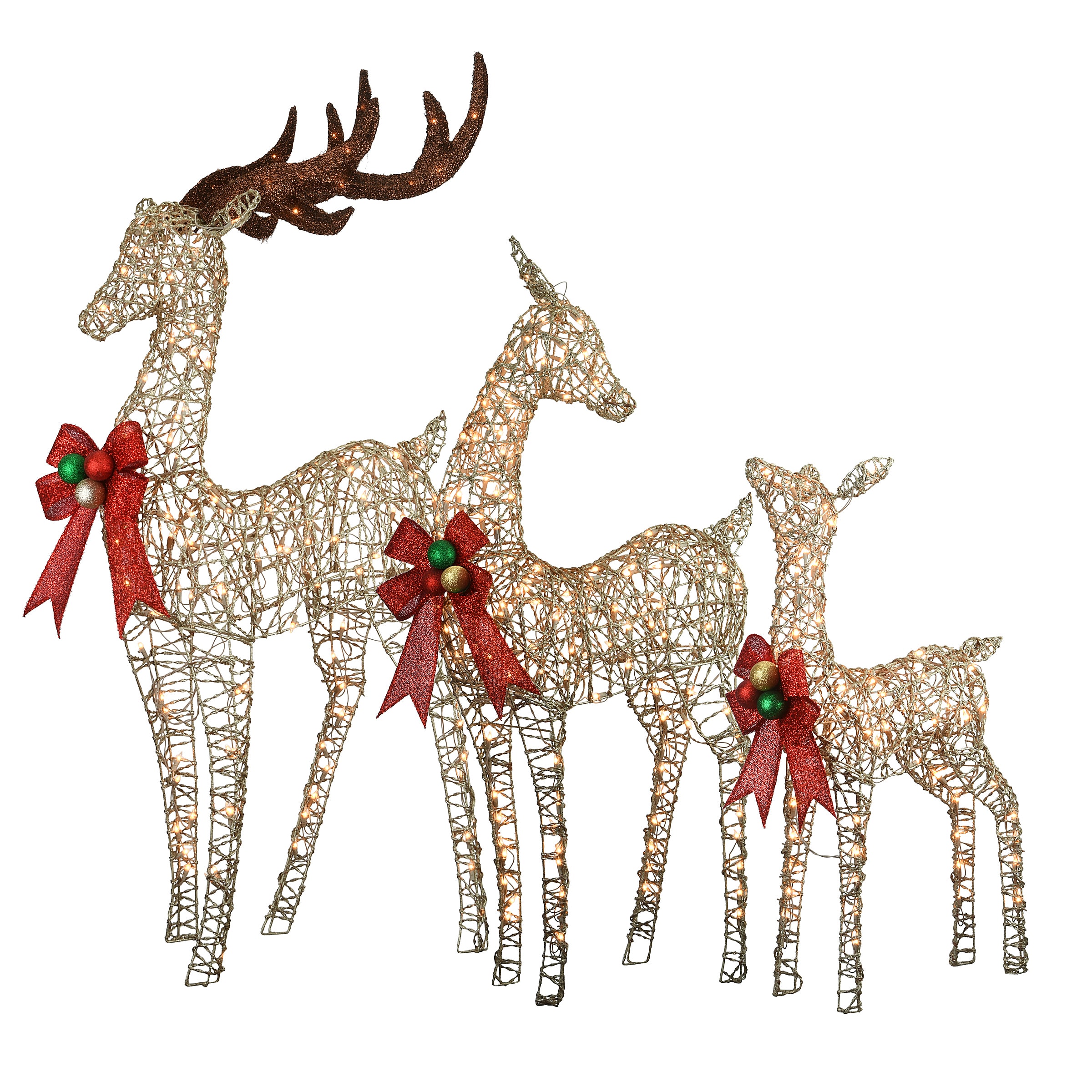 National Tree Company DF-370001U 3 -Pack 60-Inches Freestanding Reindeer Free standing decoration with White LED Lights