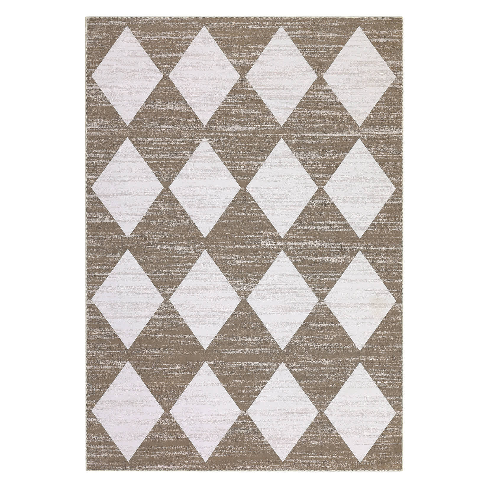 Qeetex LSN-PHO-134PJVDH 8 x 10 ft Polyester Brown Rectangular Hallway Bathroom Entryway Kitchen Office Foldable Grid Modern Washable Area Rug