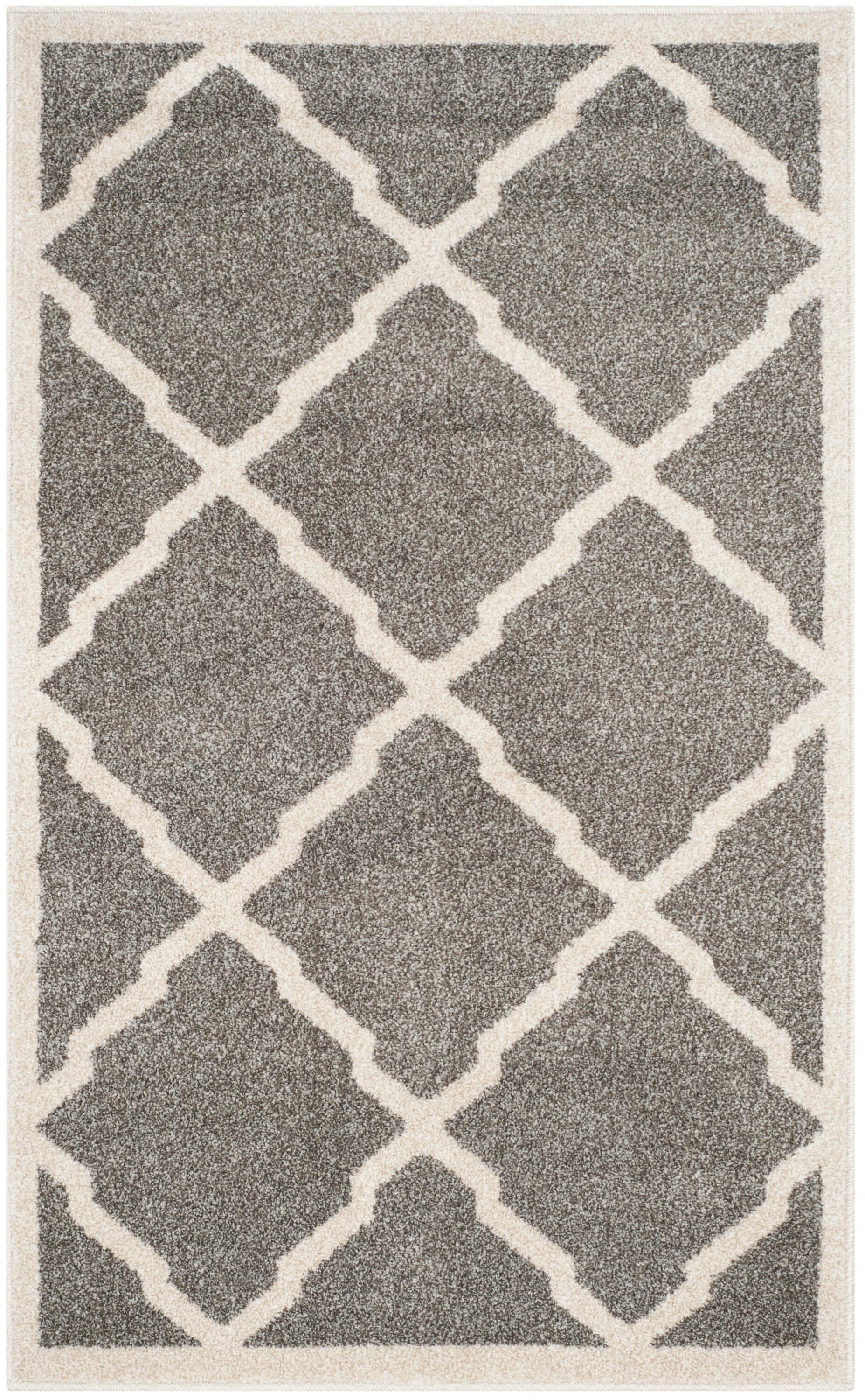 Reversible Hand-Knotted Geometric Gray Synthetic Area Rug 2'6" x 4'