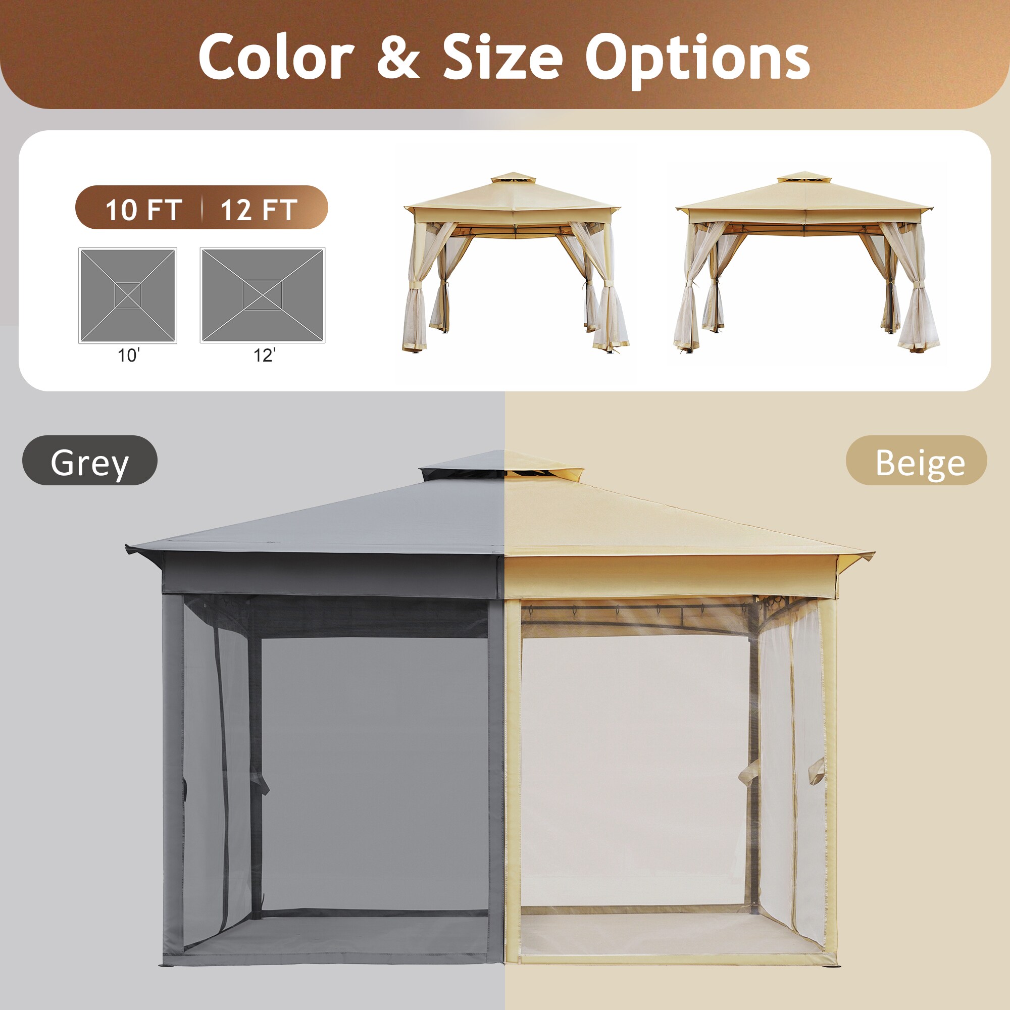 SINOFURN SYA990035GY Wood-Resin-Gazebos - View #13