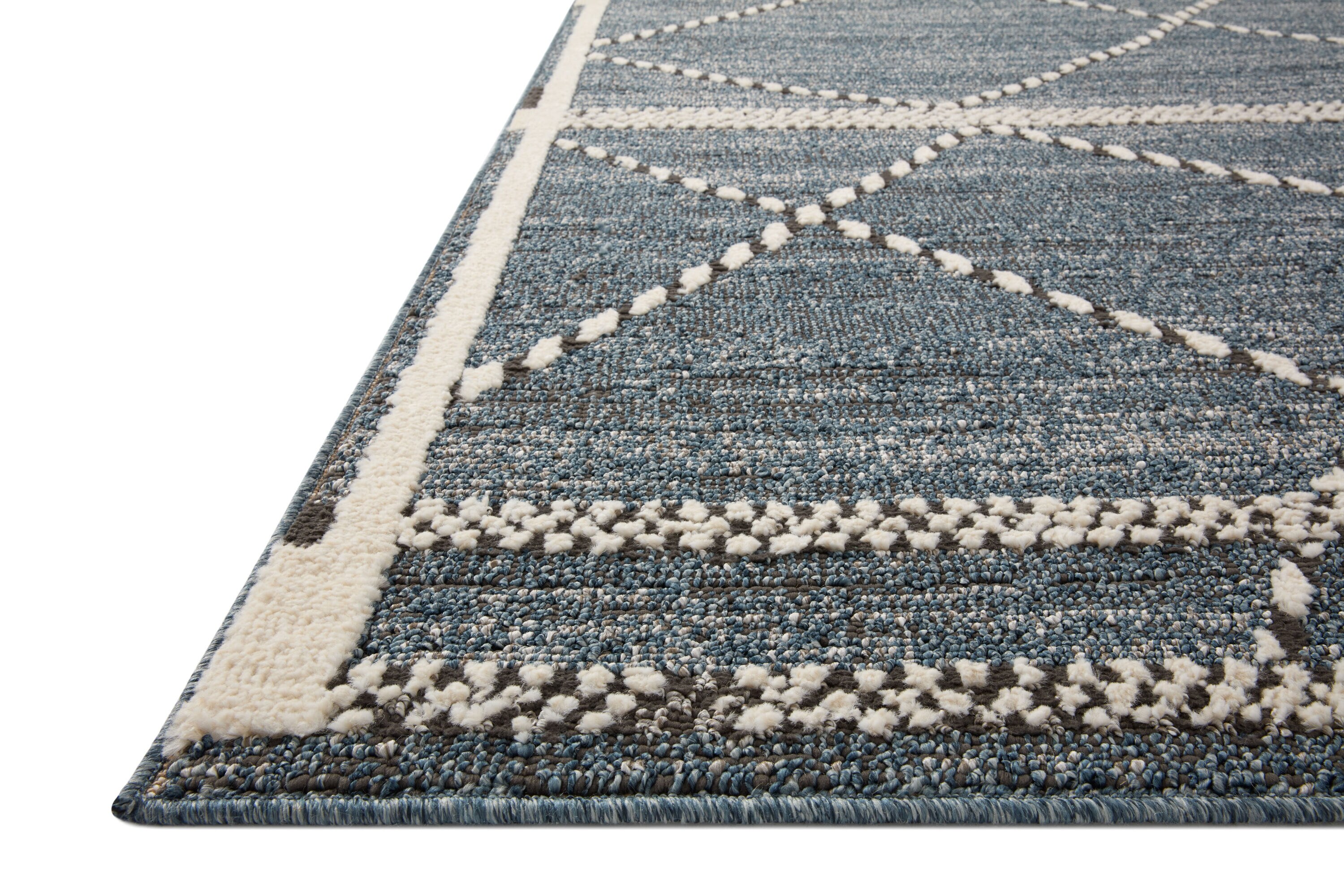 Fabian Denim and Charcoal Diamond Wool Area Rug 2'-7" x 12'-0"