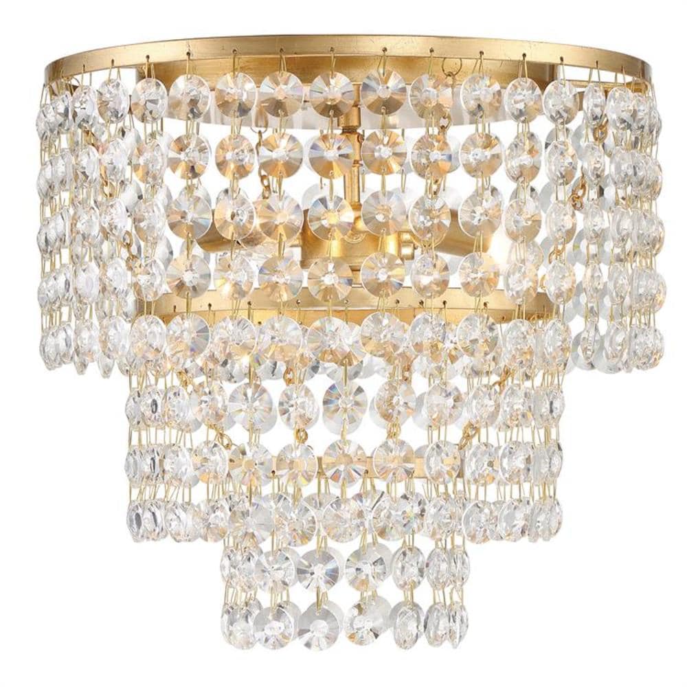 Crystorama GAB-B7303-GA Gabrielle 3 -Light 14-in Polished Gold Flush Mount Light