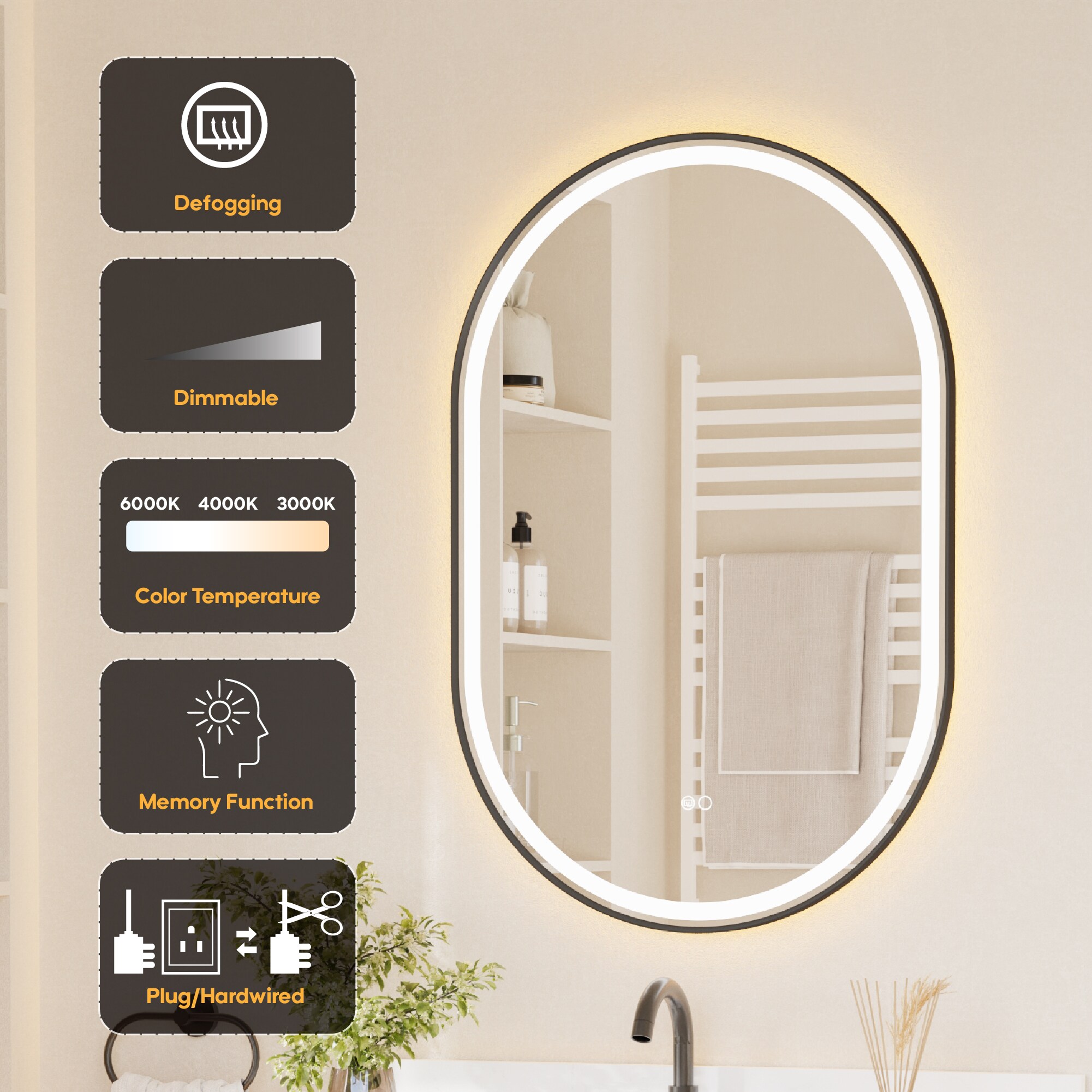 CALVON ZUB16-2436MB Framed-Bath-Mirrors - View #2