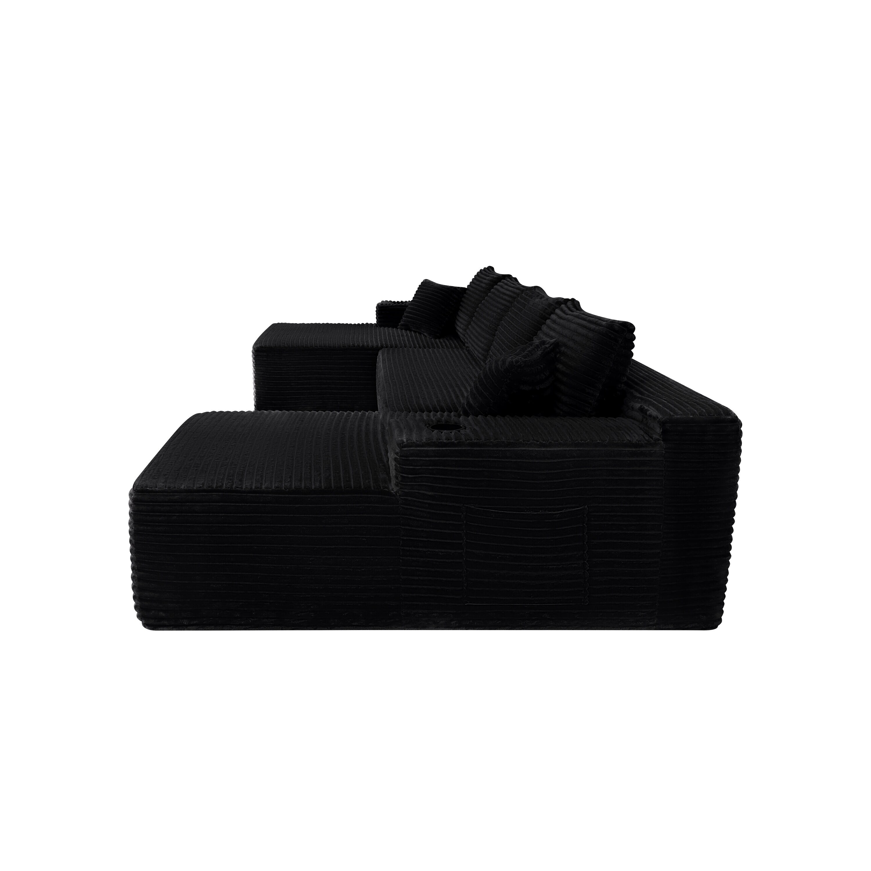 FAVSH 134in U Shape Cloud Sectional Sofa Side Pockets Cup Holder Deep ...