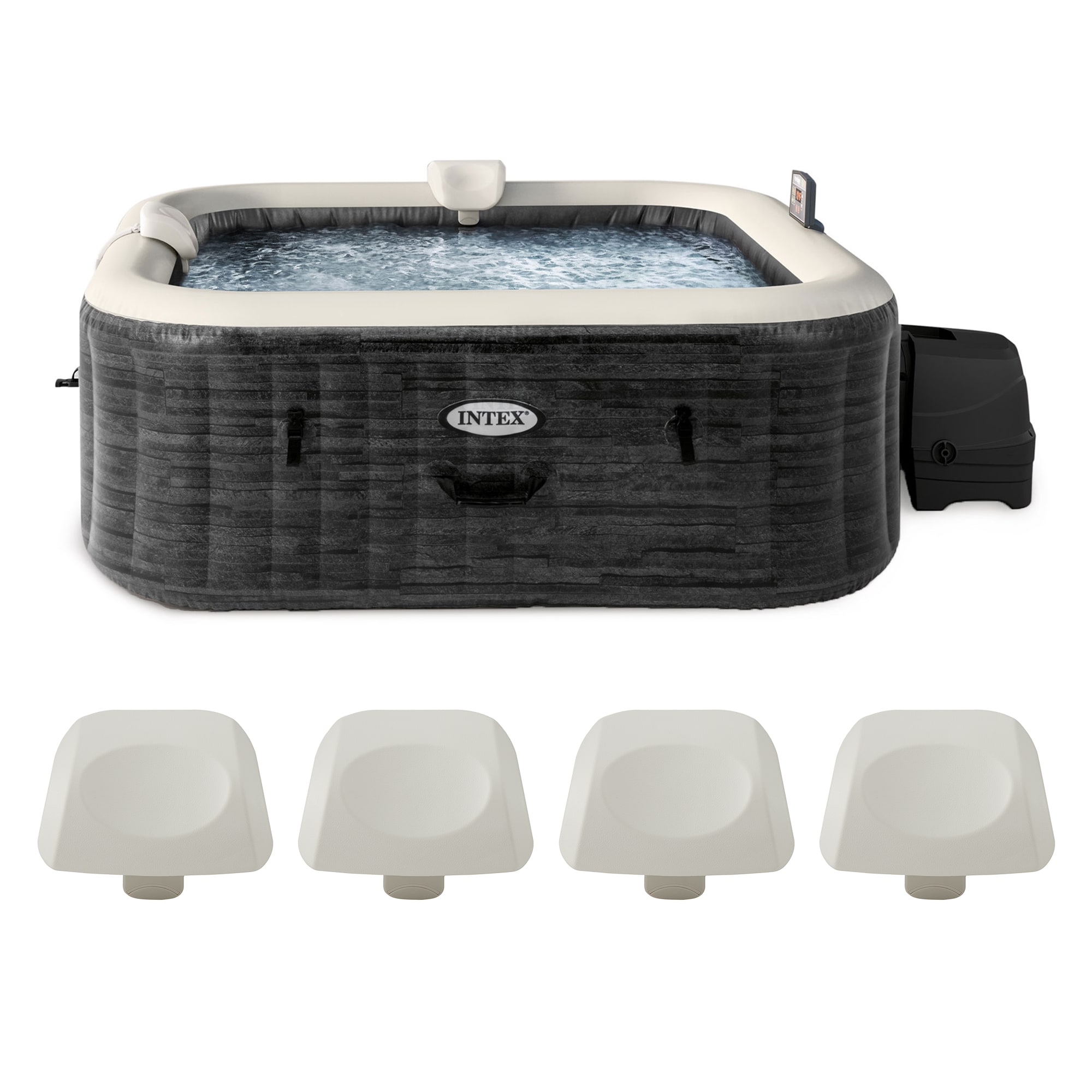 PureSpa 140 Jet 6 -Person Inflatable Square Hot Tub (Cover Included)