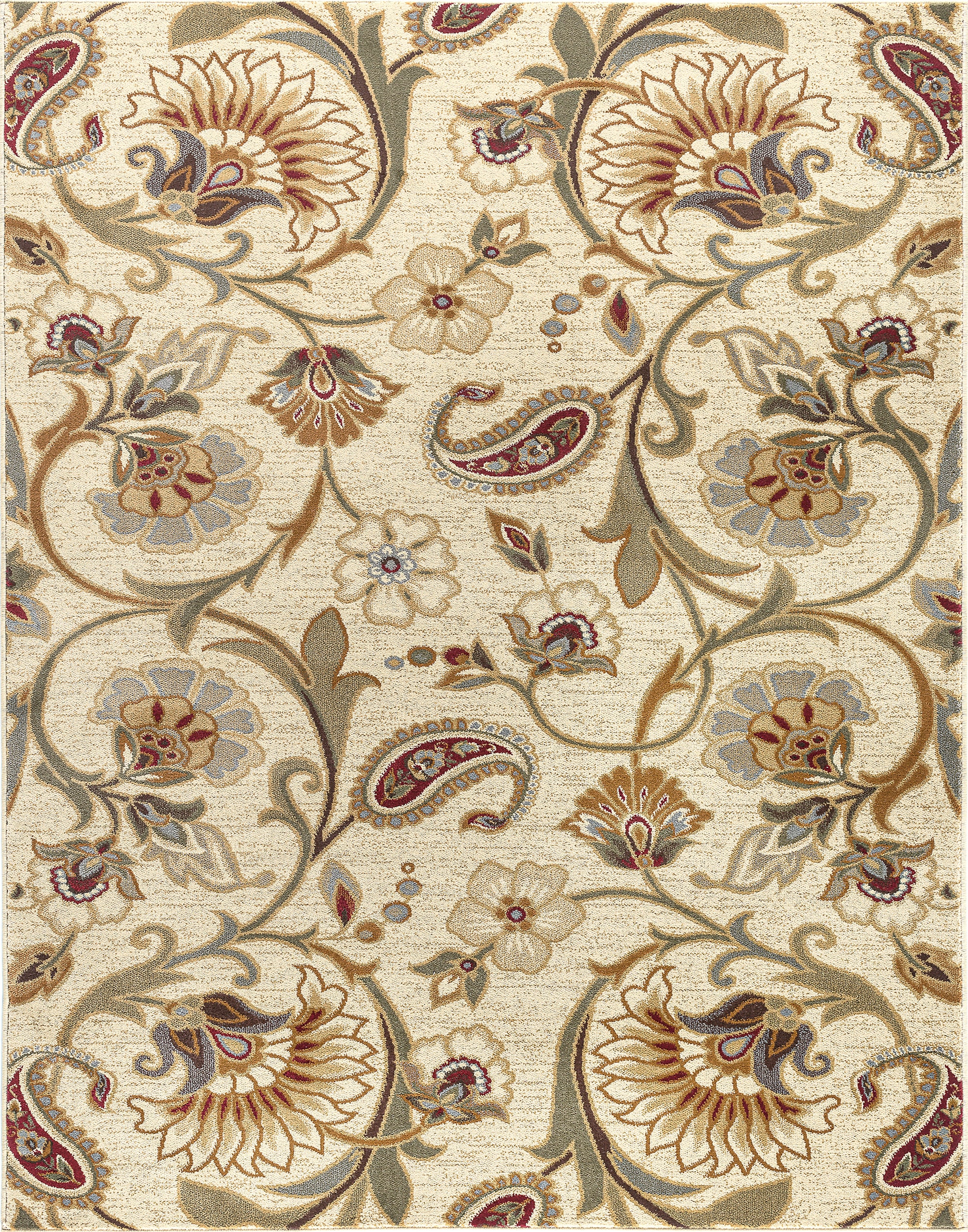 Ivory Floral Synthetic 4' x 6' Area Rug