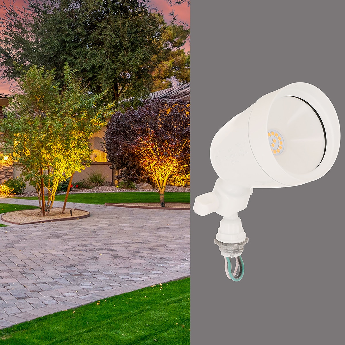 White Gloss LED Security Flood Light with Adjustable Head