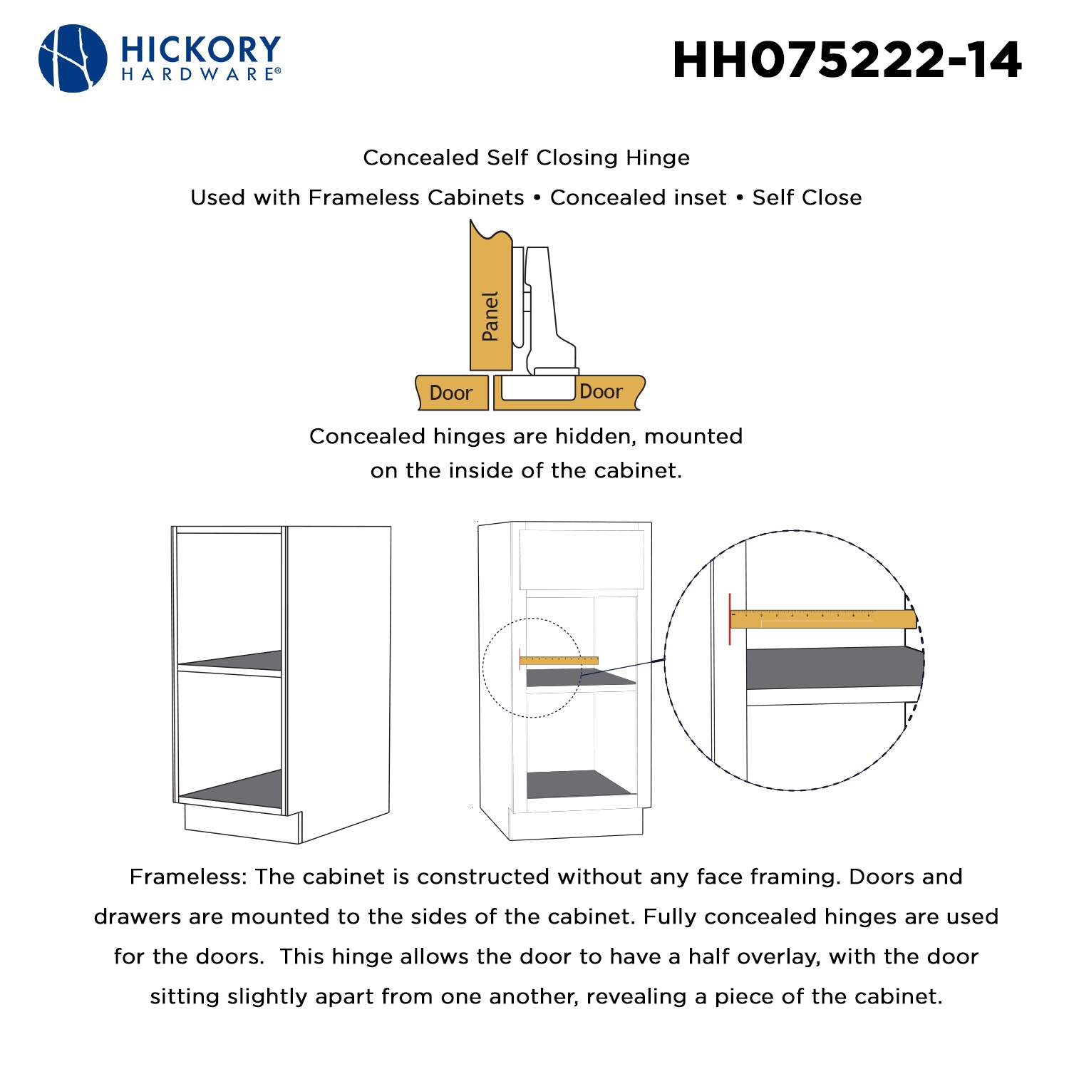 Polished Nickel 110-Degree Frameless Cabinet Hinges