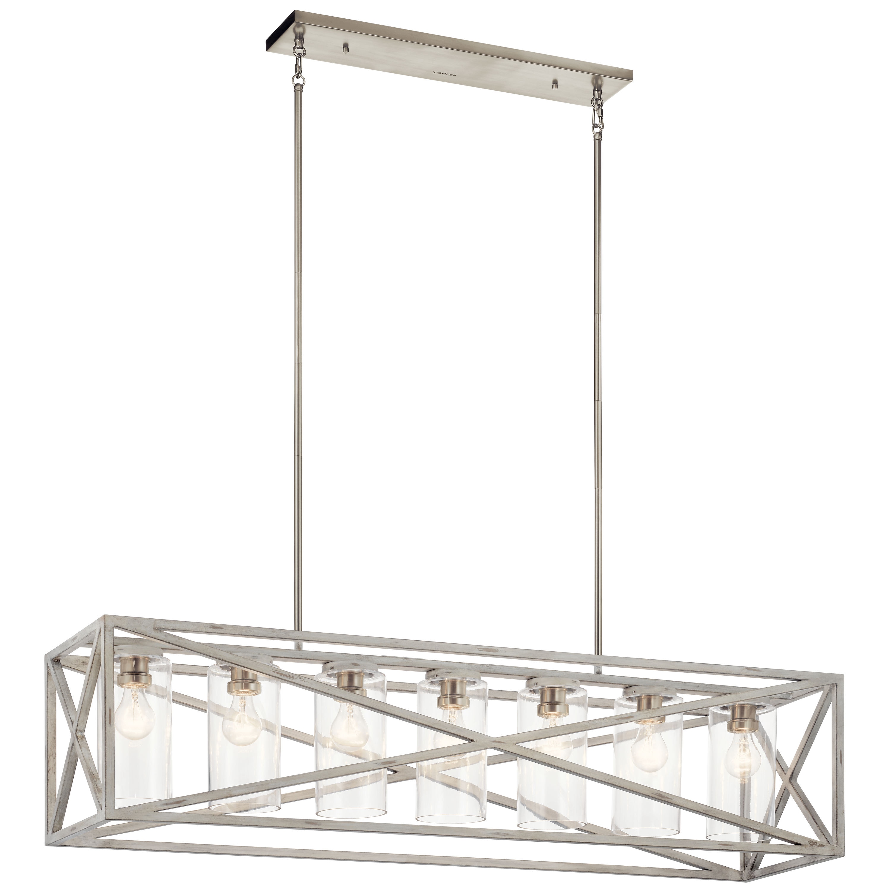 Kichler 44082DAW Moorgate 7 -Light Gray Farmhouse Cage For Use in Bedrooms, Dining Rooms, Foyers, Kitchens, Living Rooms Chandelier