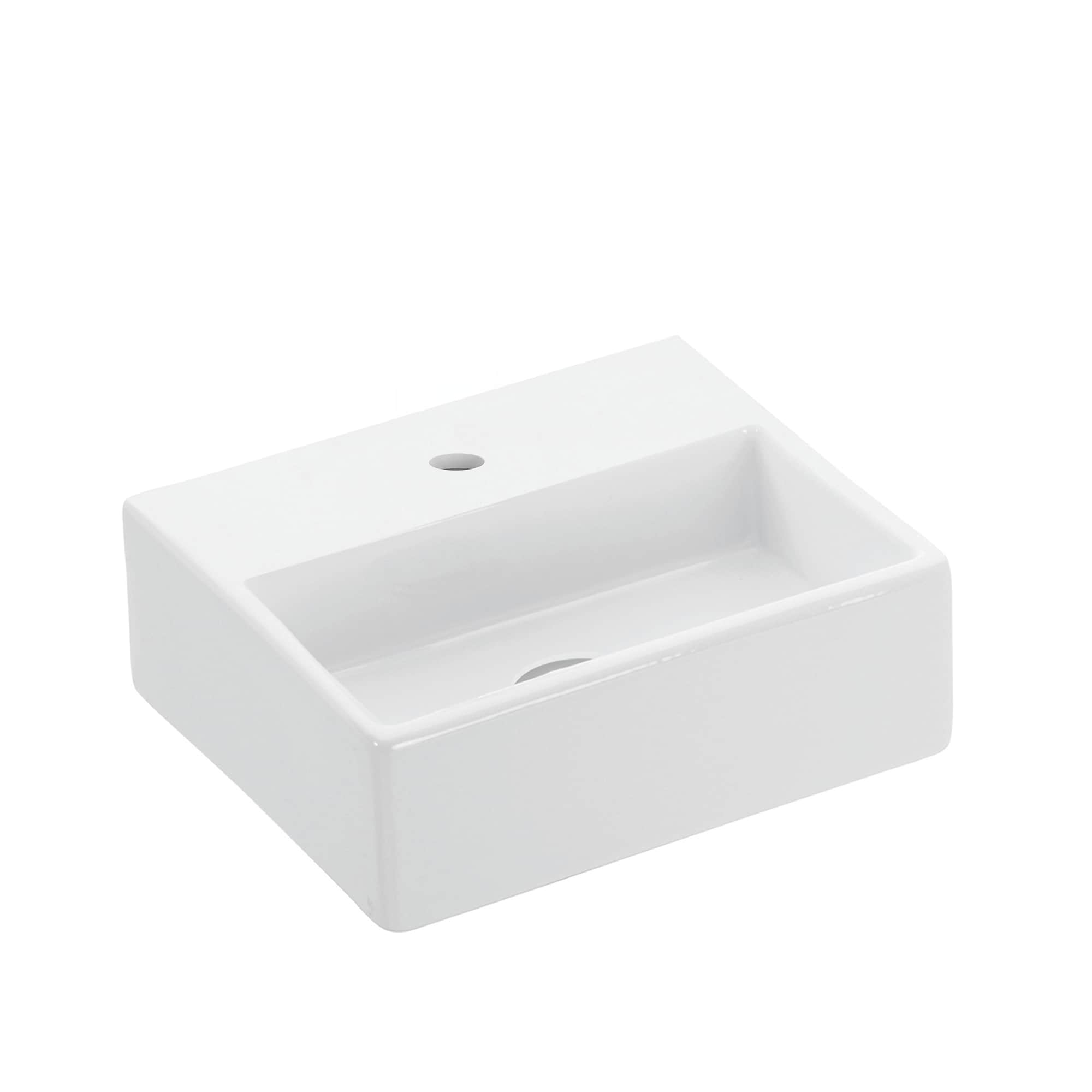 WS Bath Collections QUATTRO 30.01 Quattro Ceramic Wall-mount Rectangular Modern Ceramic white Bathroom Sink ( 13-Inches x 11.2-Inches )