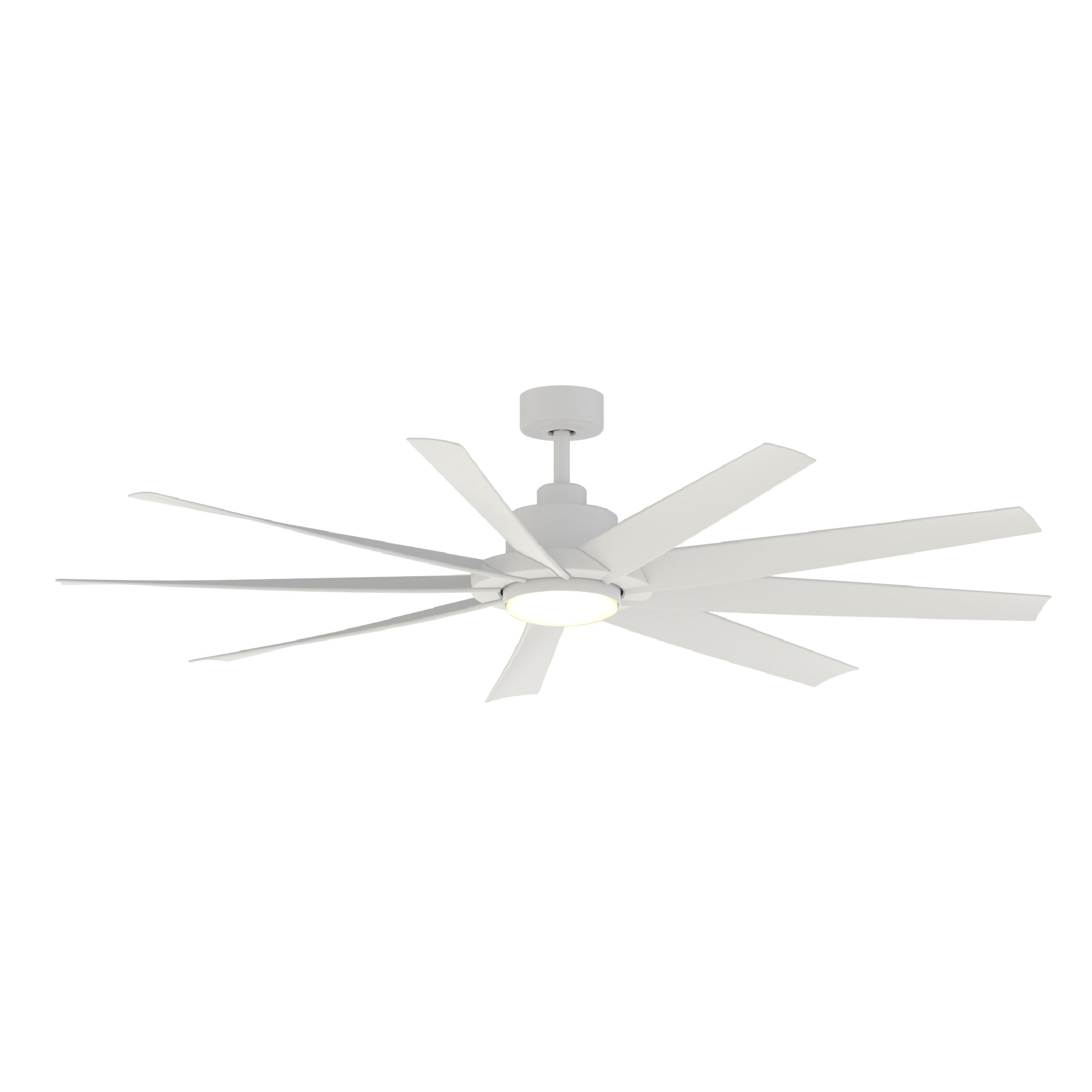 Fanimation Studio Collection SixtyFour 64-in Color-Changing Integrated LED Outdoor Matte White with Matte White Blades Ceiling Fan With Light - Remote Included ( 9 -Blade )