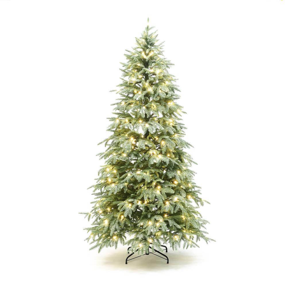 6.5-ft Spruce Pre-lit Flocked Assorted Artificial Christmas Tree with Multicolor LED Lights