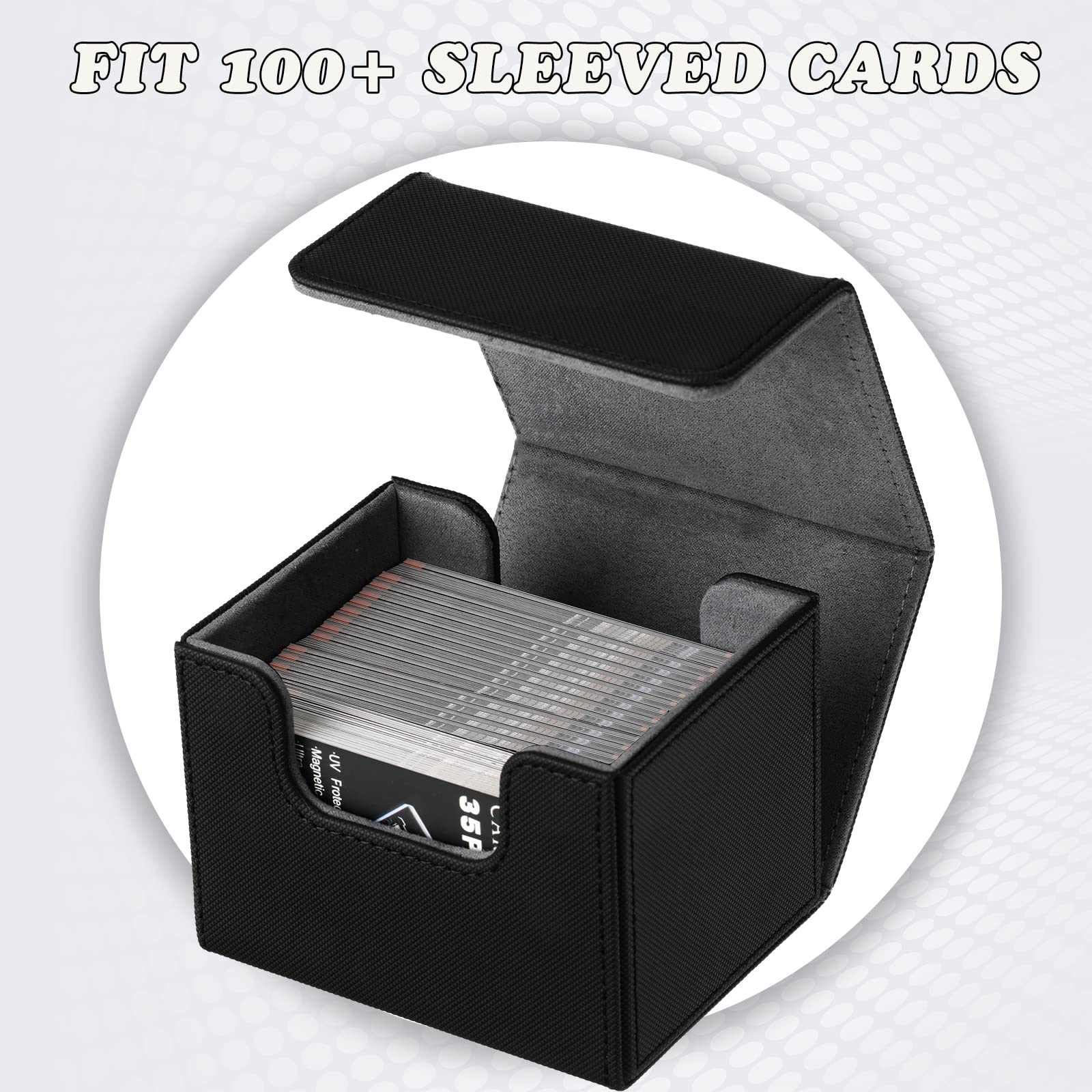 KIWDZFU 2 pcs Leather Deck Card Box Large Capacity Holds 100 Sleeved ...