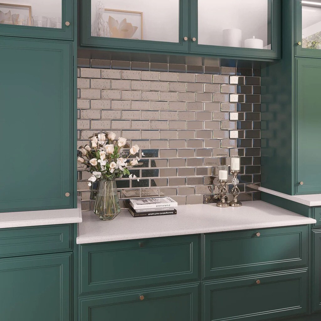 Apollo Tile Glister Antique Silver 3-in x 6-in Polished Glass Wall Tile (5-sq. ft/ Carton)