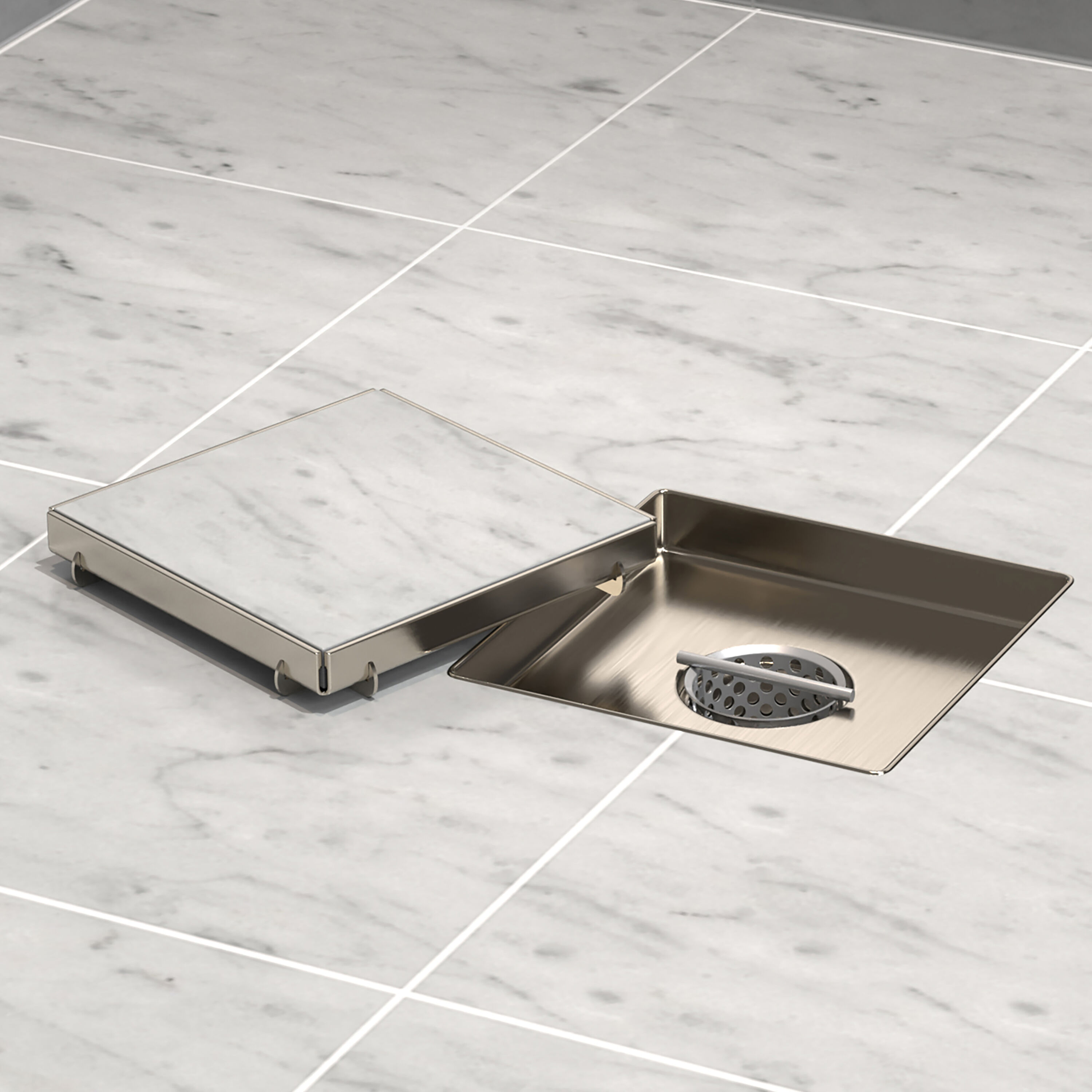 6-Inch Stainless Steel Square Shower Drain with Hair Strainer