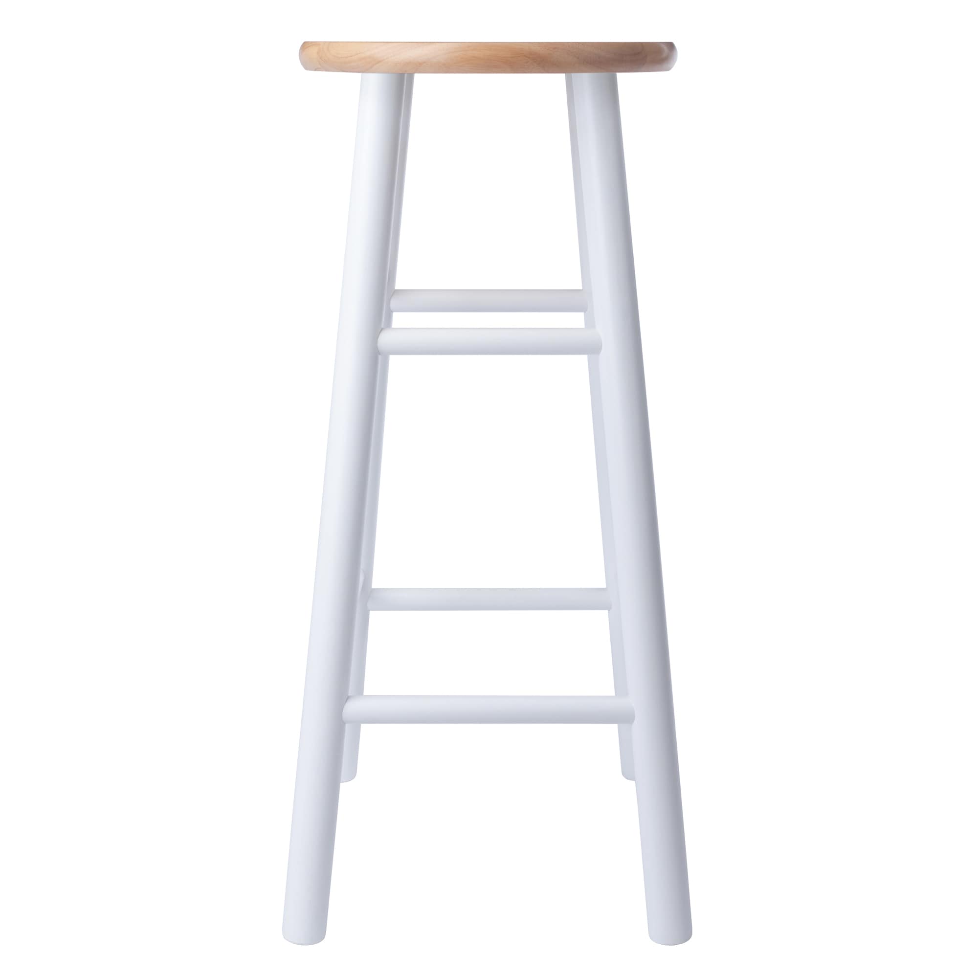 Transitional Teak and White Solid Wood 29" Barstool Duo
