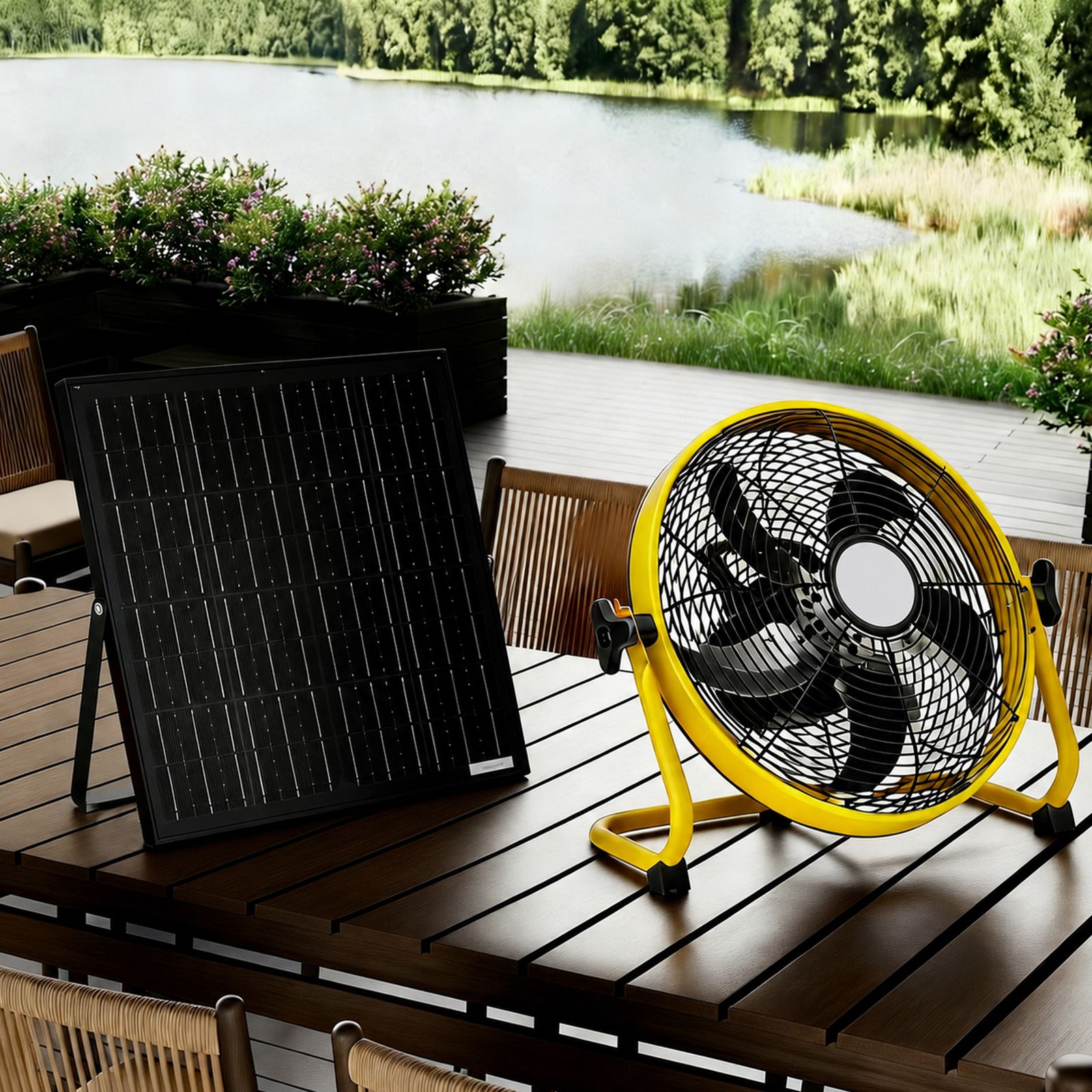 Blisstyle 12 Inch Yellow Solar Rechargeable Floor Fan 30w Adjustable ...