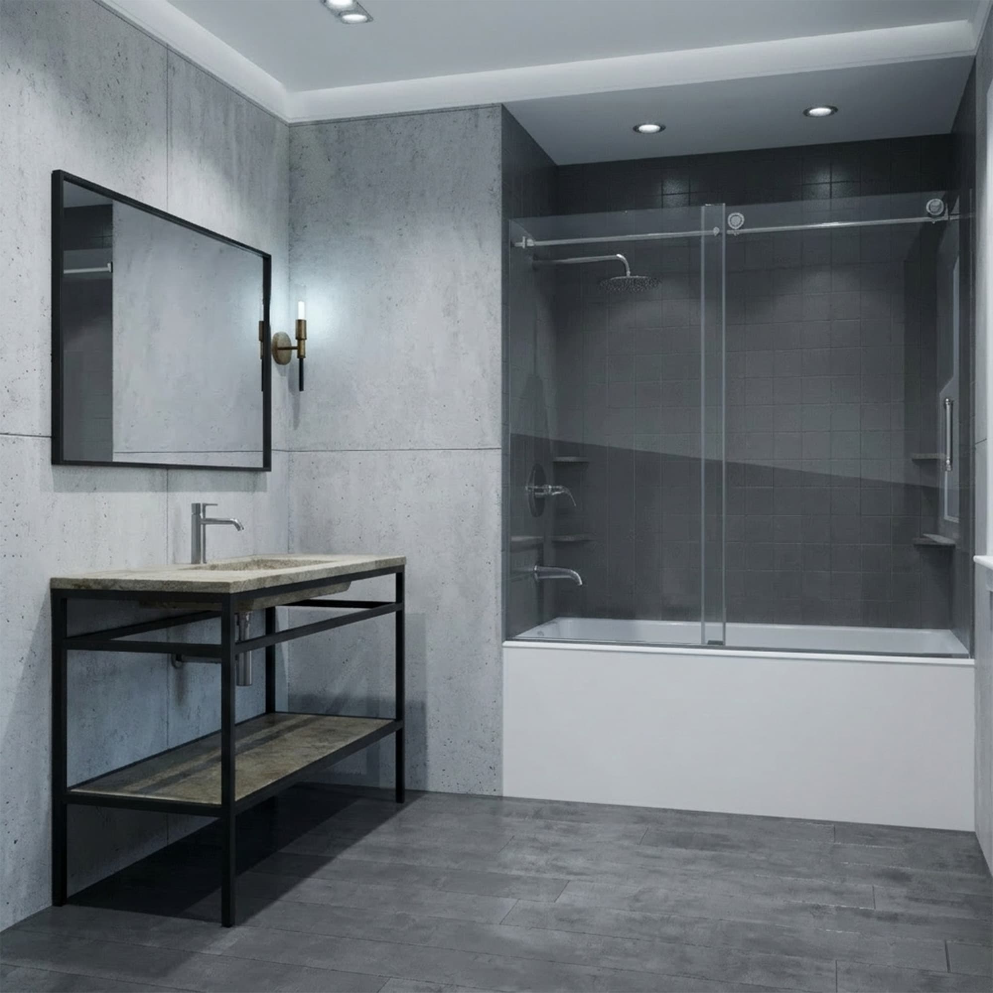 ANZZI - SDLSX Series Brushed Nickel 60-in W x 62-in H Frameless Clear Glass Bypass Bypass Bathtub...