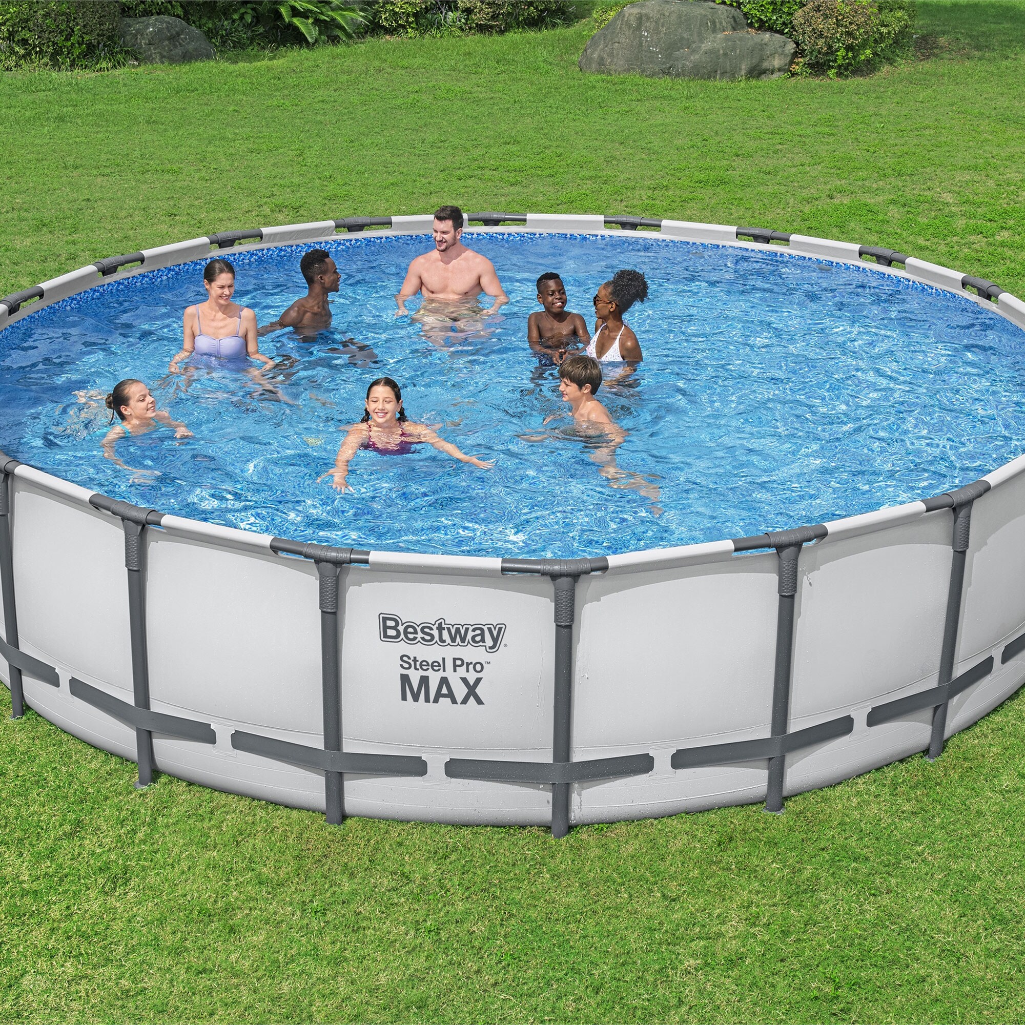 Bestway 20-ft x 20-ft x 52-in Steel Wall Panels Round Above-Ground Pool ...