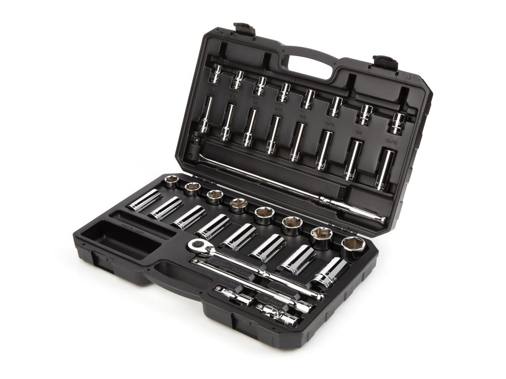 Tekton 38 Piece Standard Sae 1 2 In Drive 6 Point Set Intermediate Socket Set In The Sockets Socket Sets Department At Lowes Com