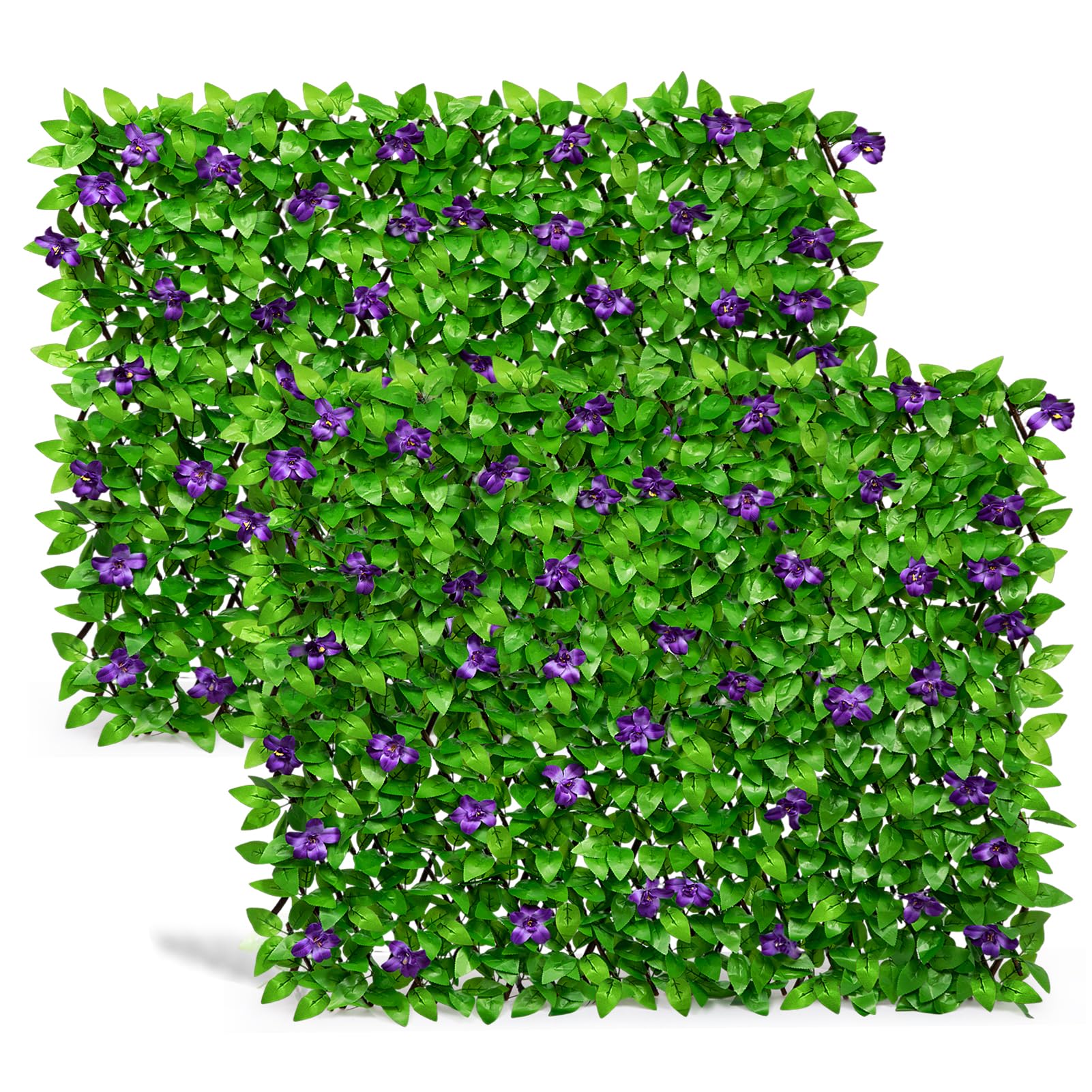CYIKE -  Expandable Fence Privacy Screen for Balcony Patio Outdoor 2PCS Faux Ivy Fencing Panel fo...