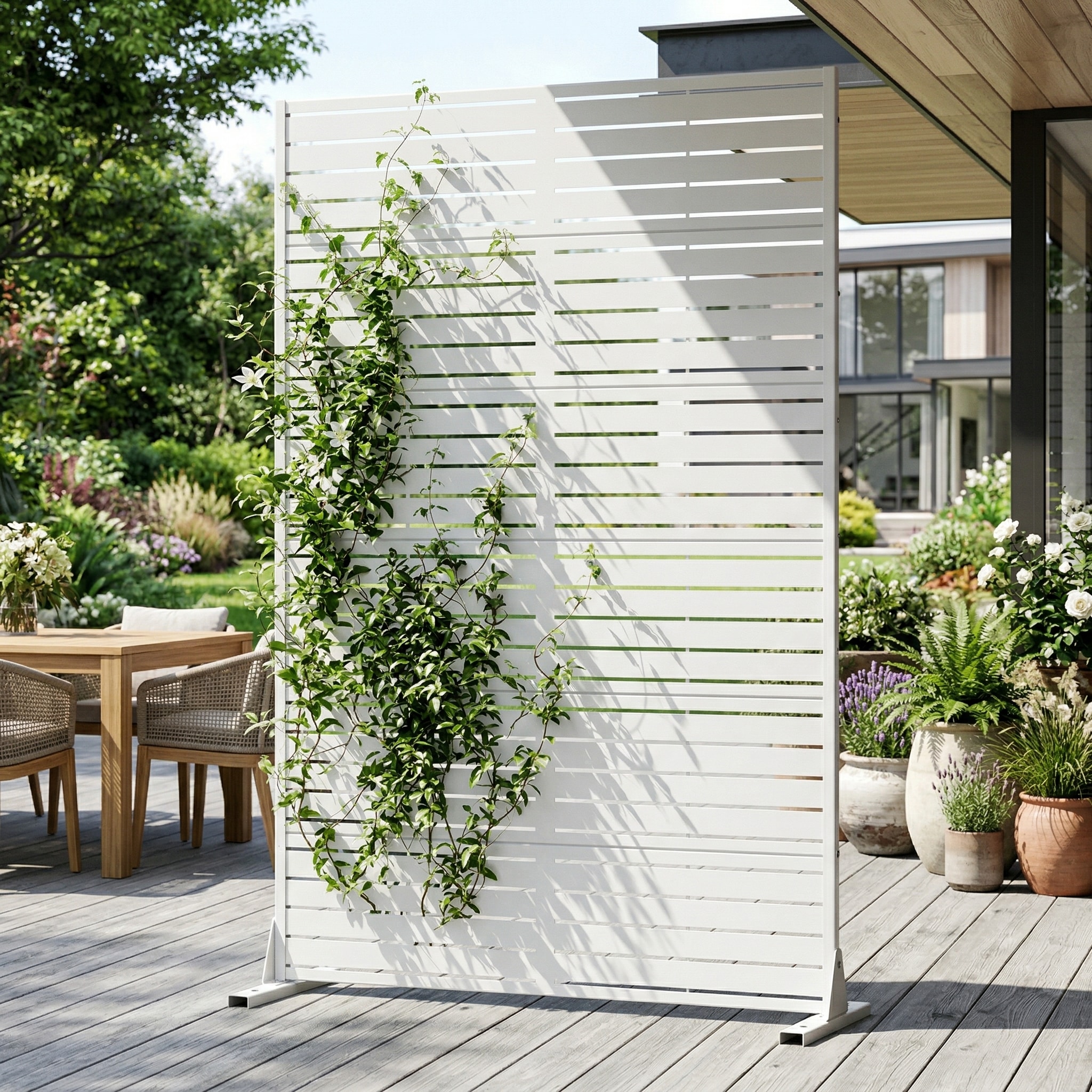 Lirago - Metal Privacy Screen Freestanding Outdoor Privacy Fence Panel Weatherproof Garden Fencin...