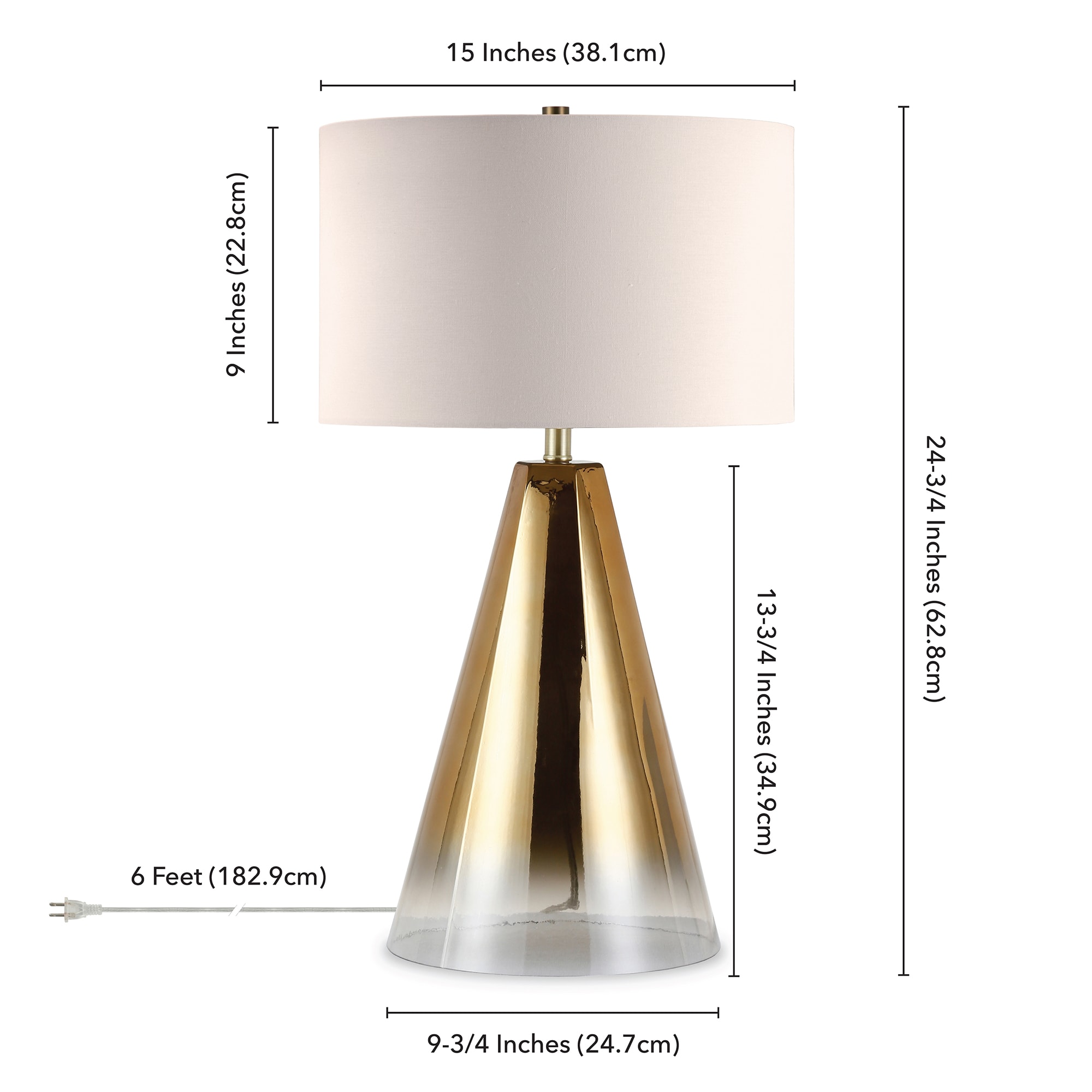 Hailey Home Ivant 2475-in Gold Rotary Socket Table Lamp with Fabric Shade  at Lowes.com