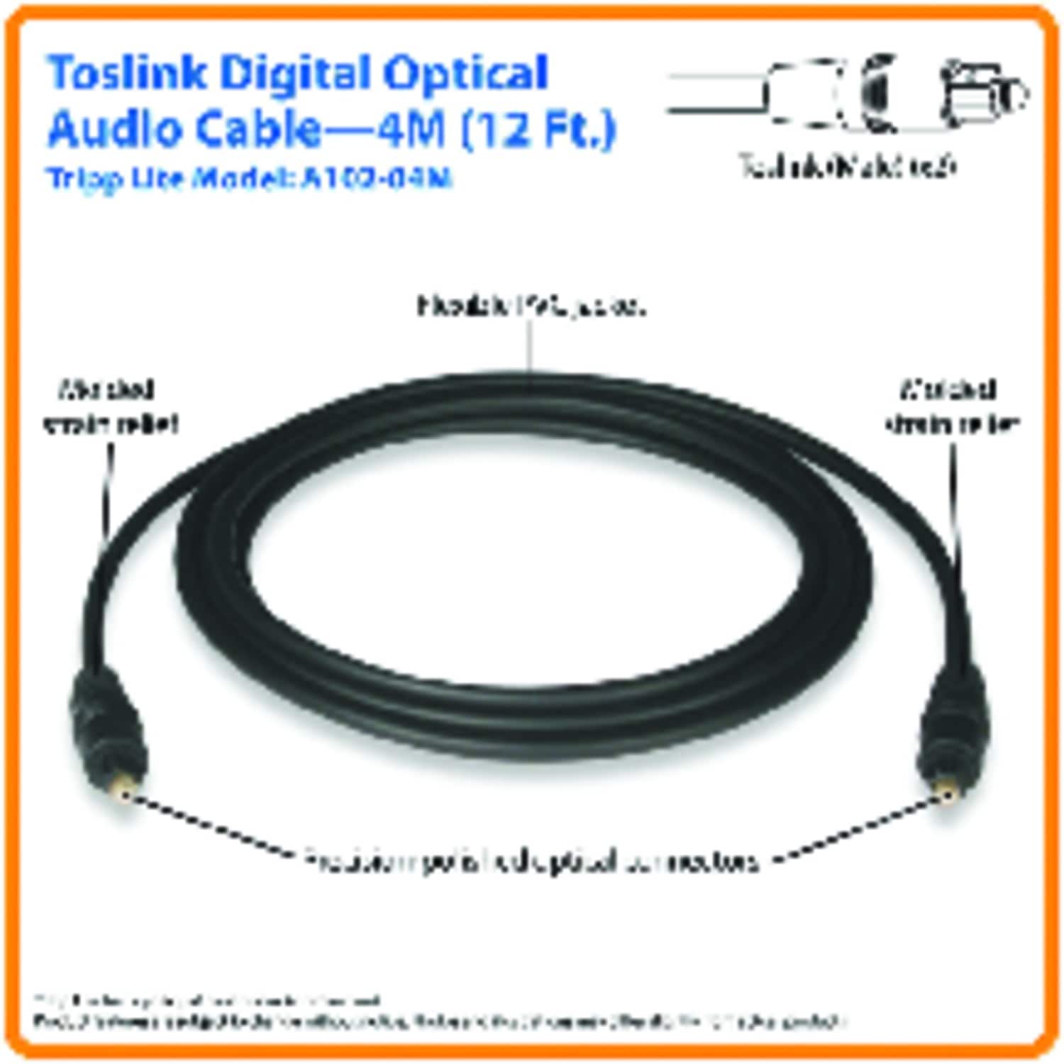 Tripp Lite 13ft TOSLINK Digital Optical SPDIF Audio Cable - Black PVC  Jacket - Copper Conductor - 24K Gold-Plated Connector - Superior Sound  Quality in the Audio & Video Cables department at