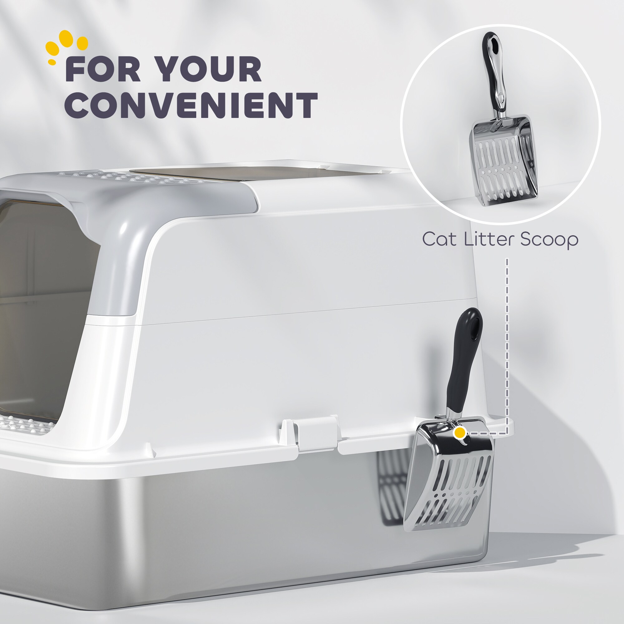 PawHut D31-139V01WT Cat-Litter-Box - View #6