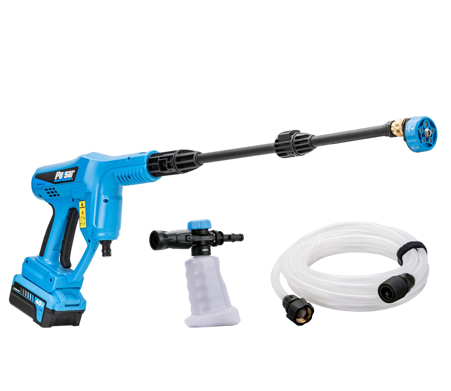 Pulsar Products PWB40L2 725-PSI 0.92-GPM Cold Water Battery Pressure washer with 1 Spray Tips 2 Ah (Battery Included) (Charger Included)