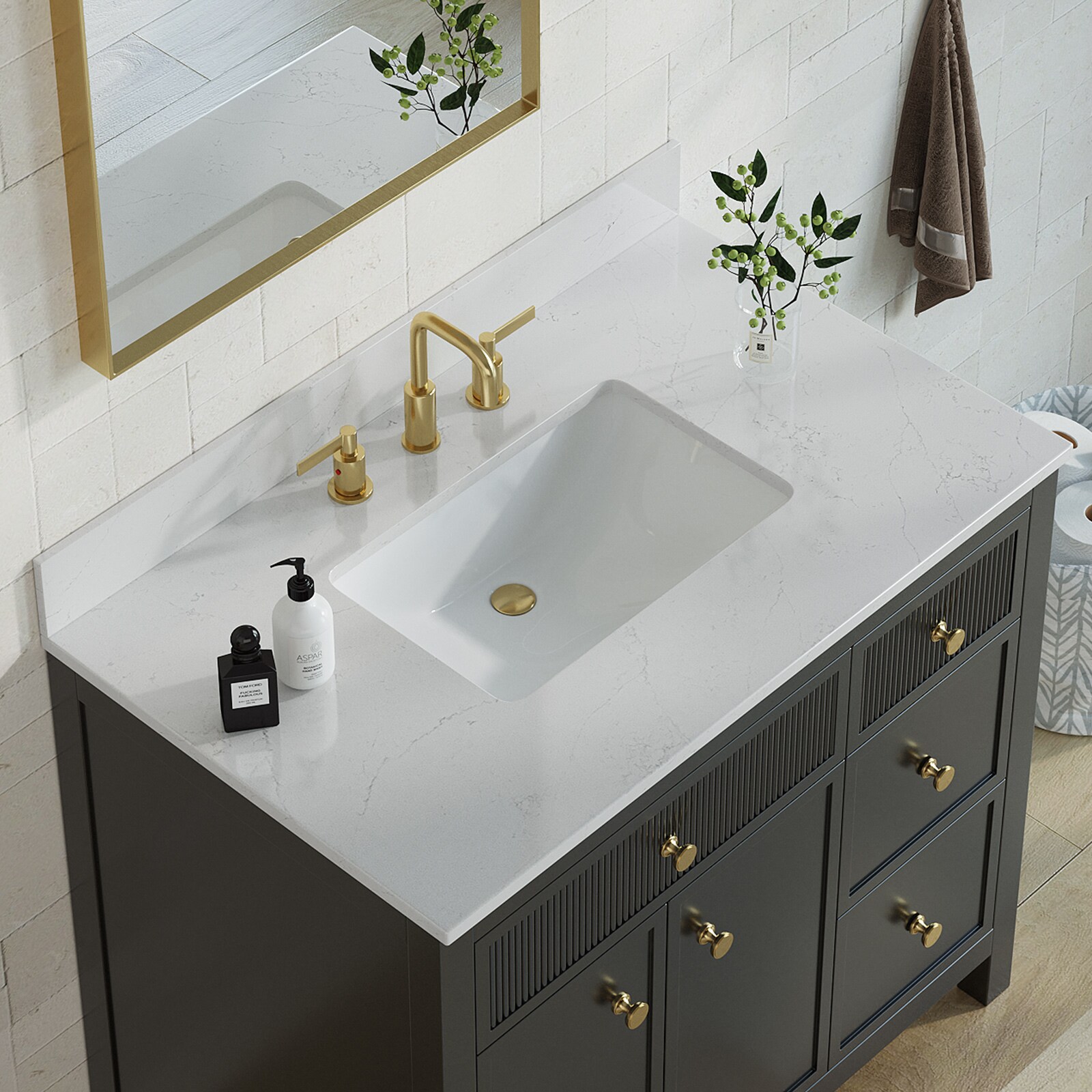 Bianco Bella 37" White Quartz Undermount Single Sink Vanity Top