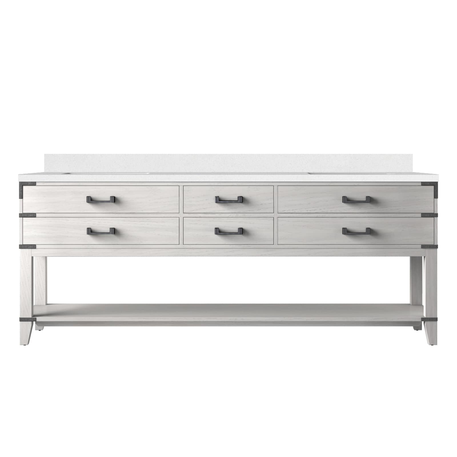Lexora LVGR84DM200 Greenberg 84-in White Oak Undermount Double Sink Bathroom Vanity with White Quartz Top