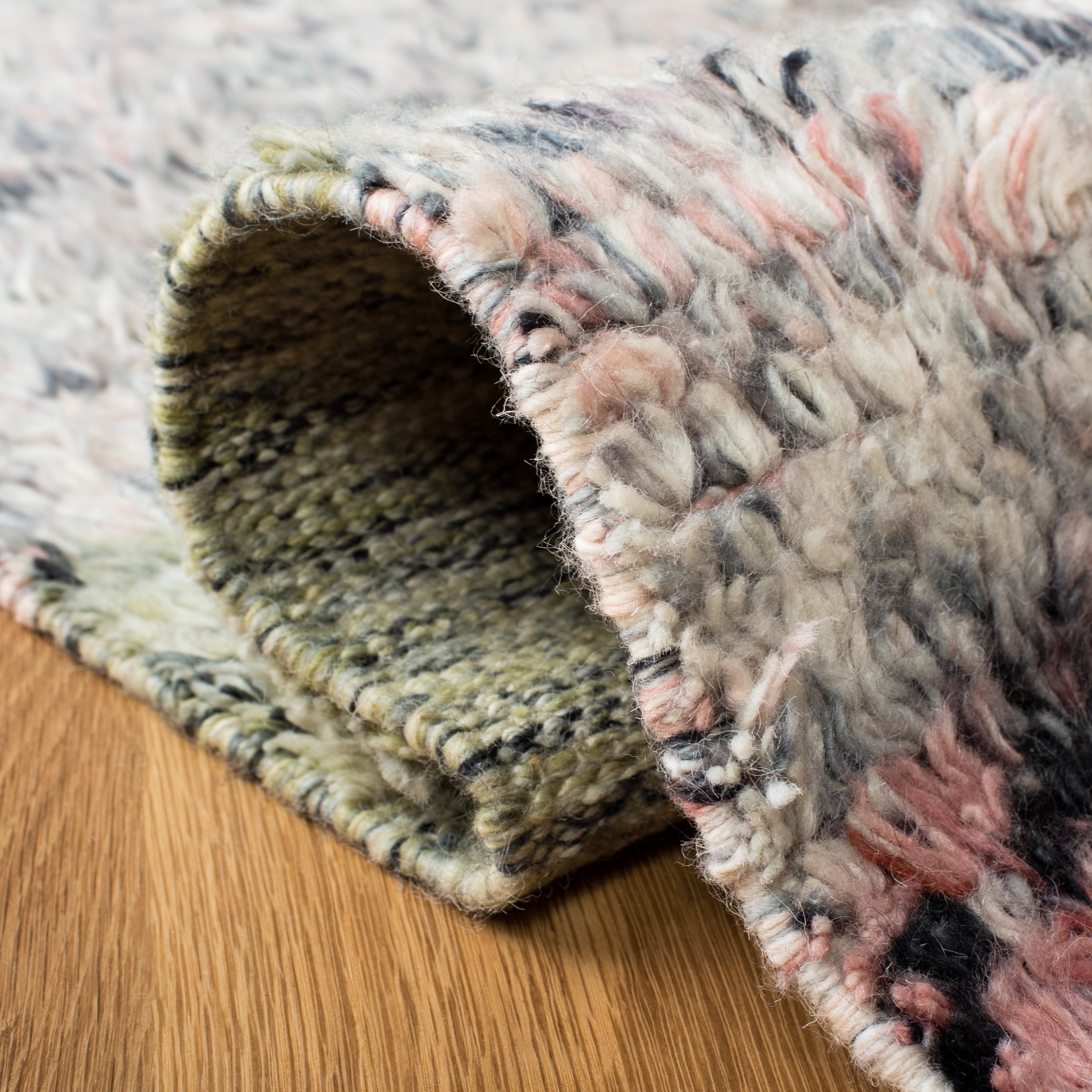 Colorful 5' x 8' Hand-Tufted Wool Shag Area Rug