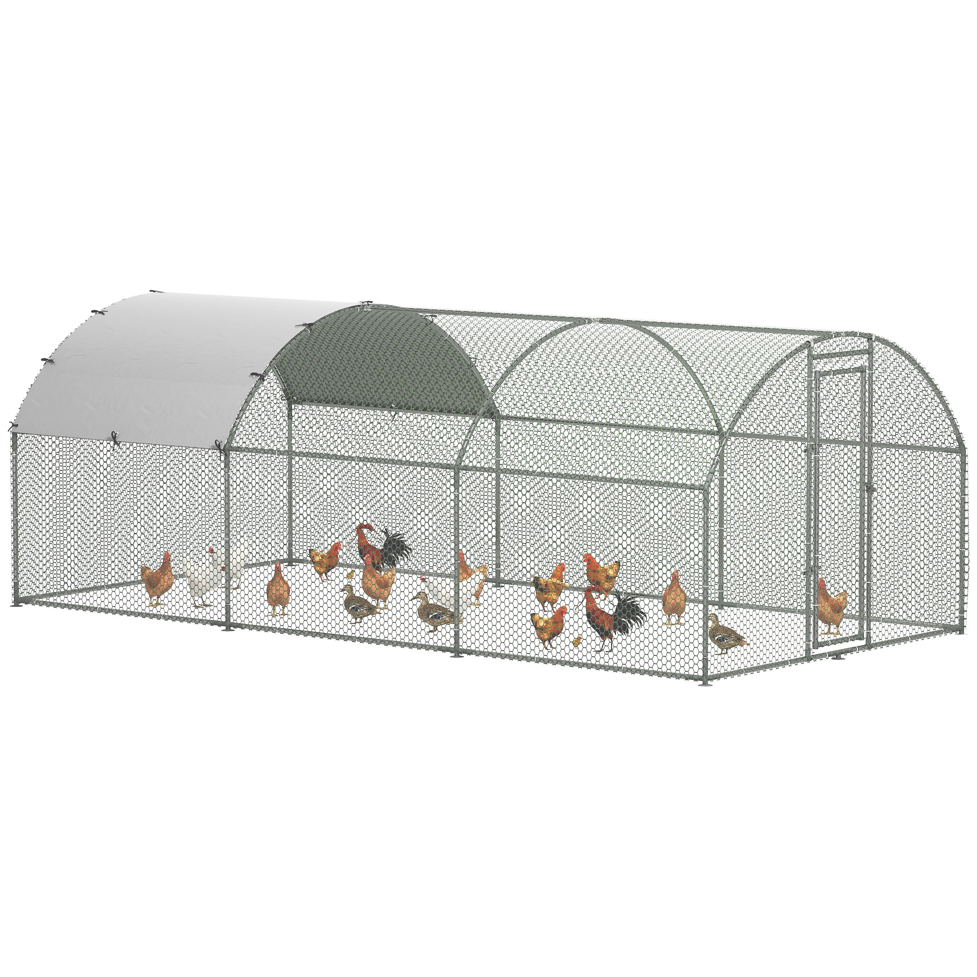Tinyhomie Large Metal Chicken Coop Waterproof Anti UV Cover Yard ...