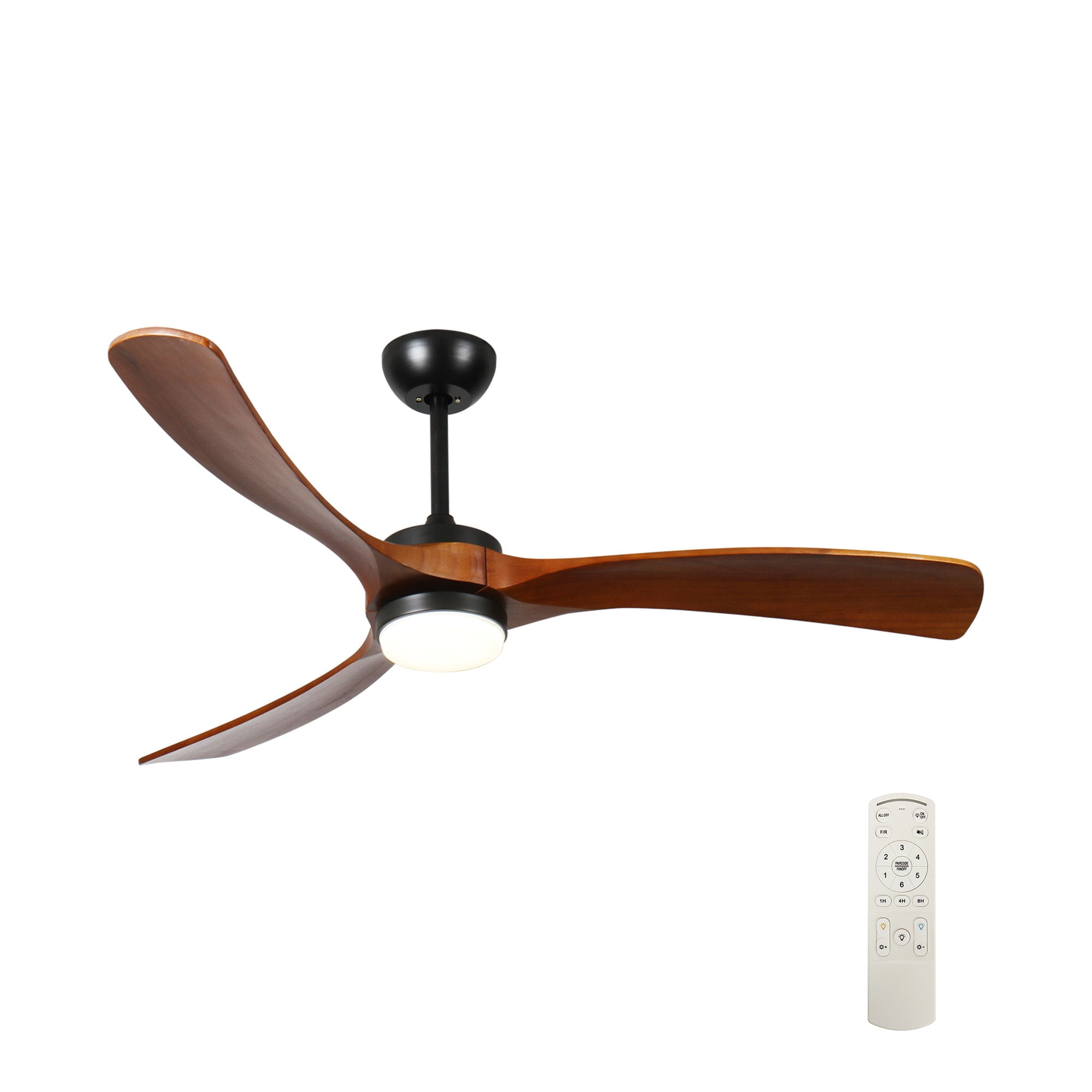 Bybafun YA8200060 60-in Color-Changing Integrated LED Outdoor Black with Wood Blades Ceiling Fan With Light - Remote Included ( 3 -Blade )