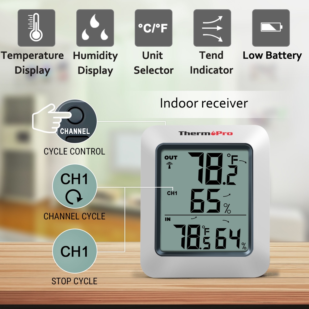 ThermoPro TP68B Weather Station 500ft Indoor Outdoor Thermometer Wireless,  Hygrometer Barometer with Temperature Humidity Sensor in 2023