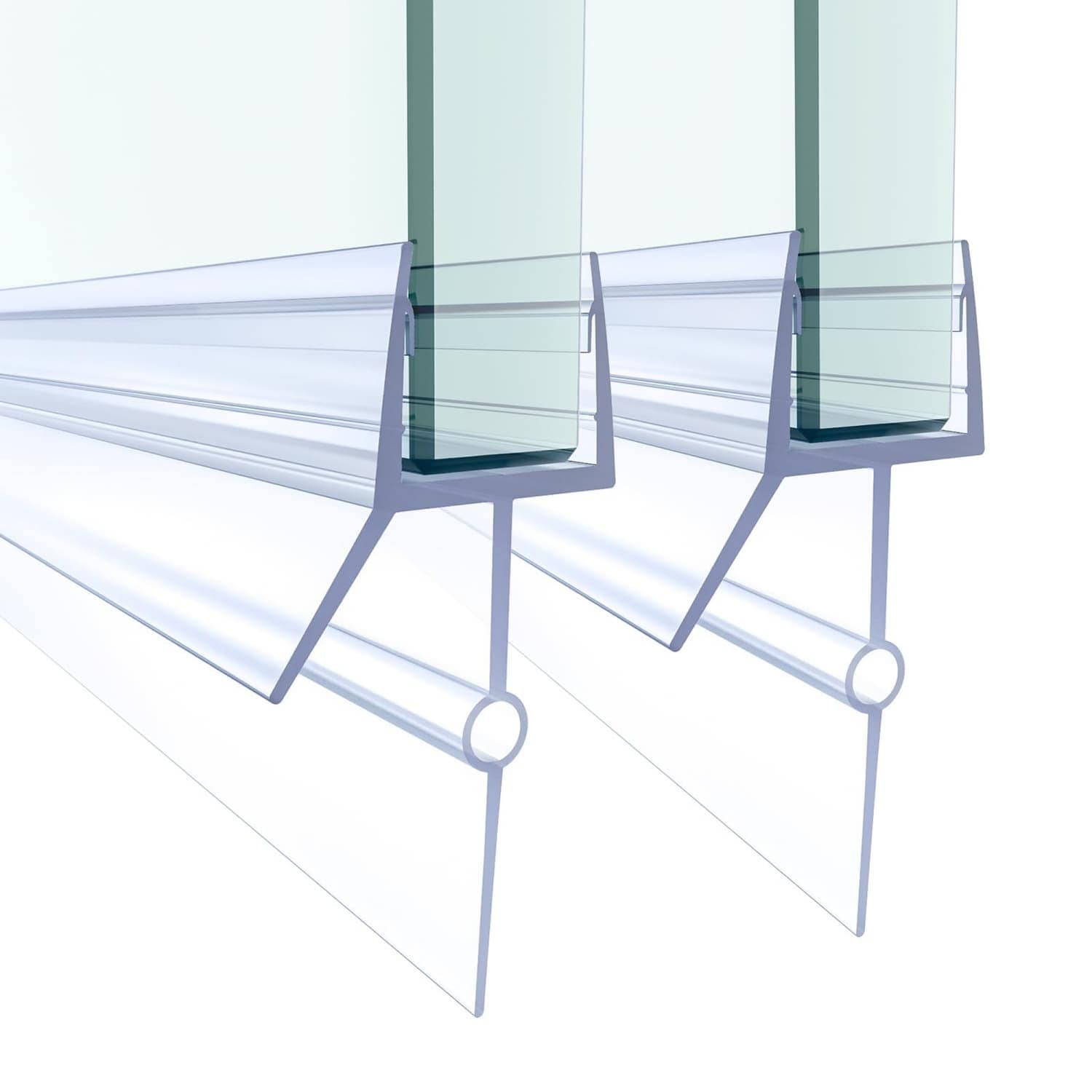 OGETFUUR 2-Pack 3/8-in Clear Shower Door Bottom Sweep with 20mm Long Drip Rail for Frameless Glass Doors
