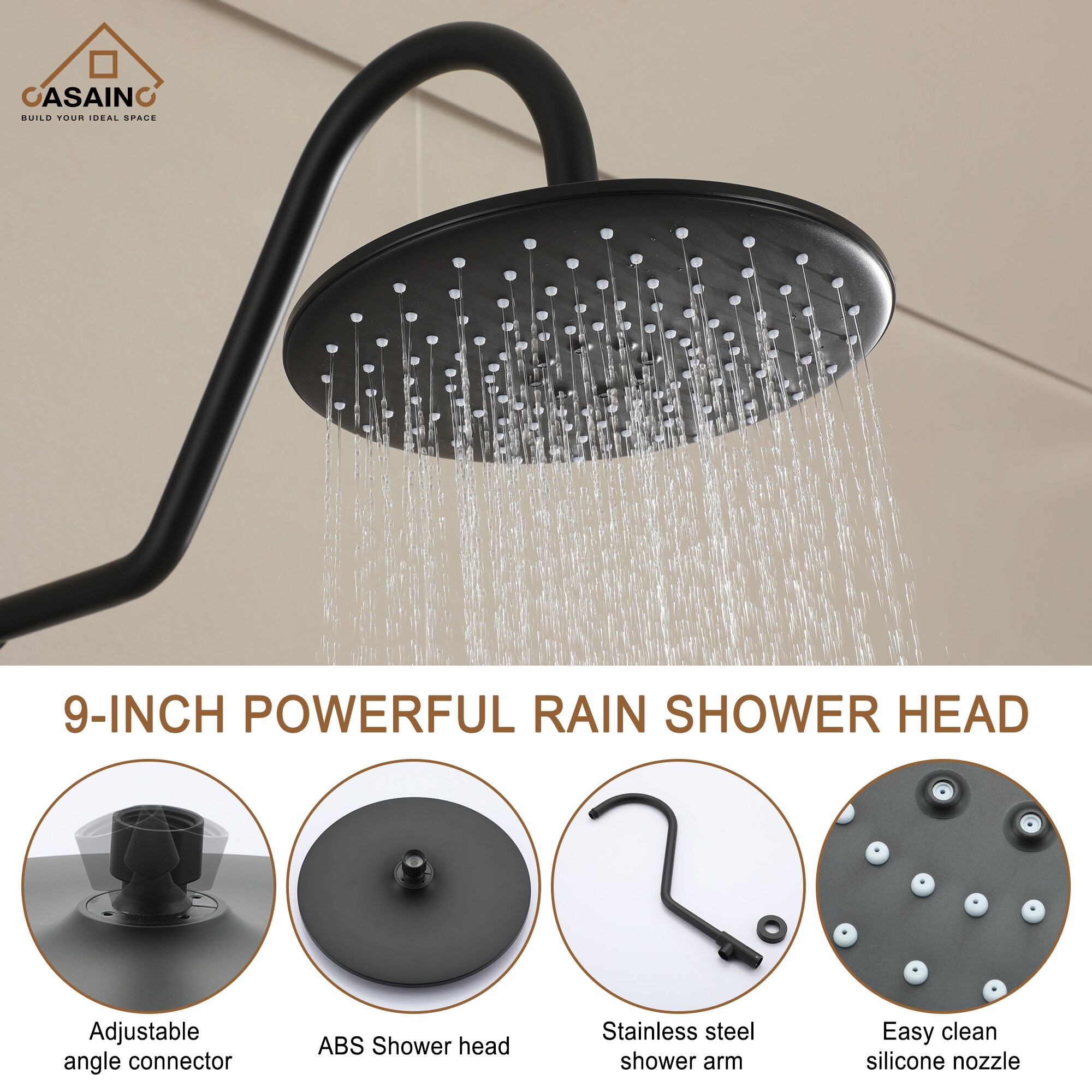 CASAINC CS1914-MB Showerhead-Bar-Panels - View #7