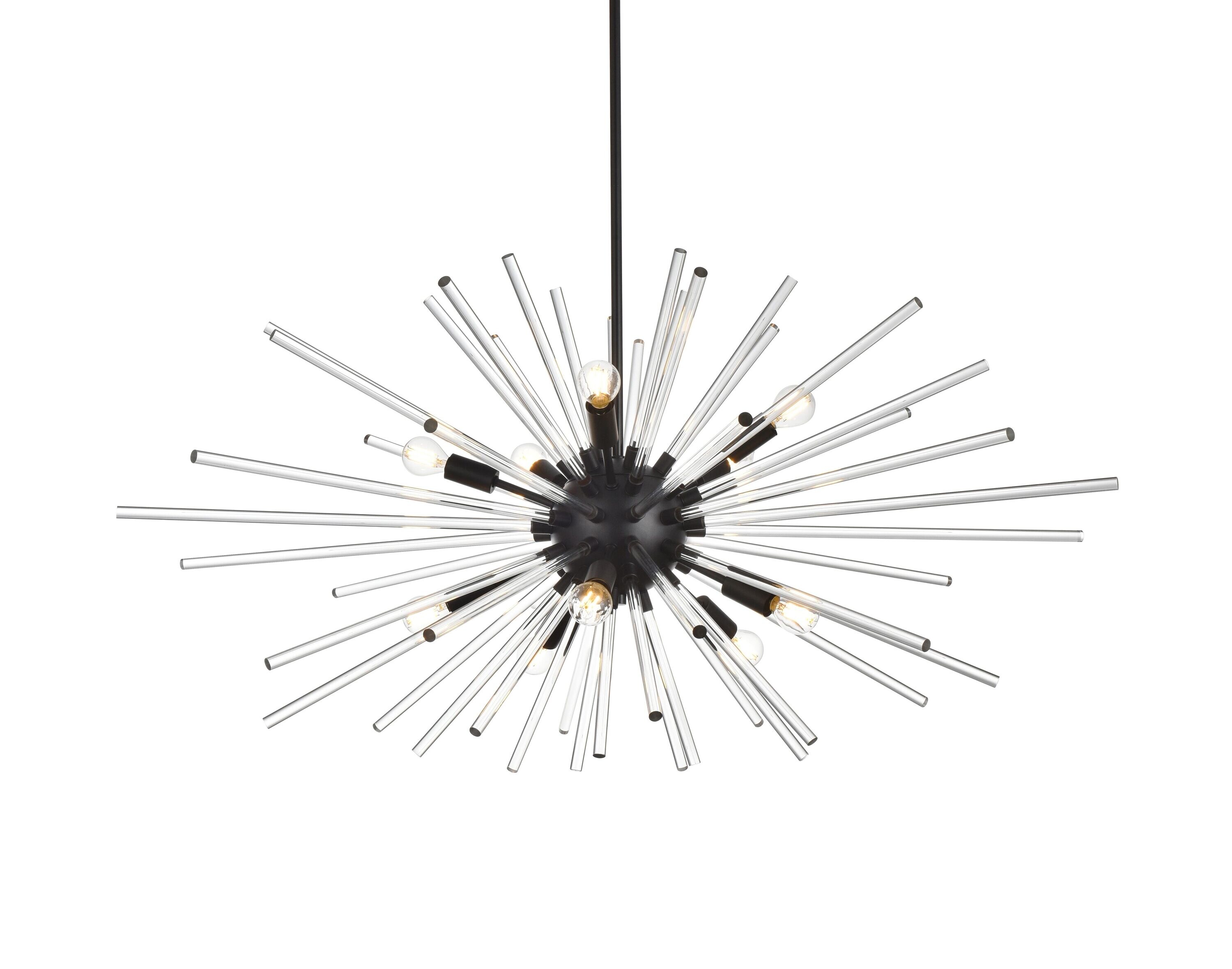 Sienna 42-Inch Black Crystal Rod Pendant Light