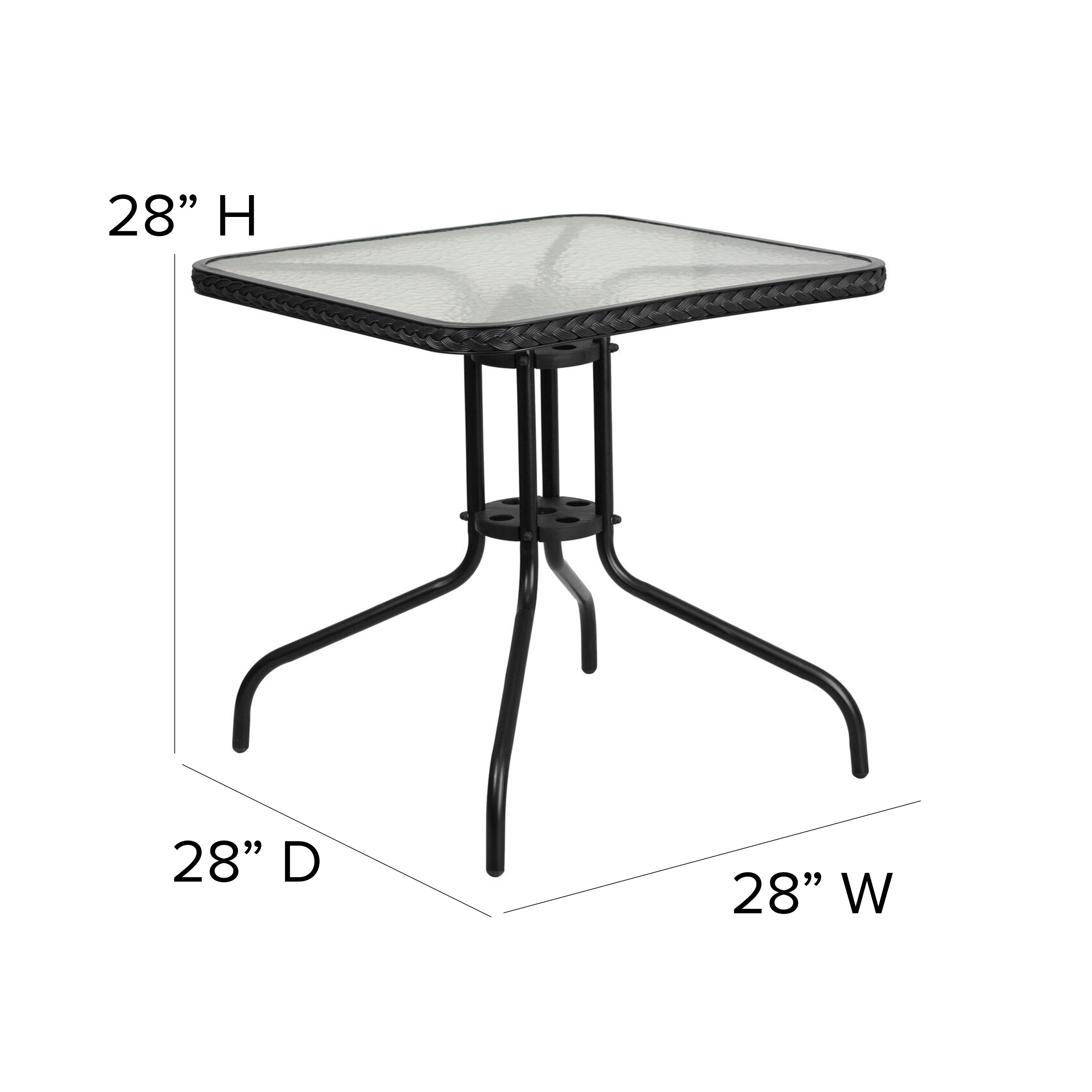 Clear Glass and Black Rattan 3-Piece Bistro Set