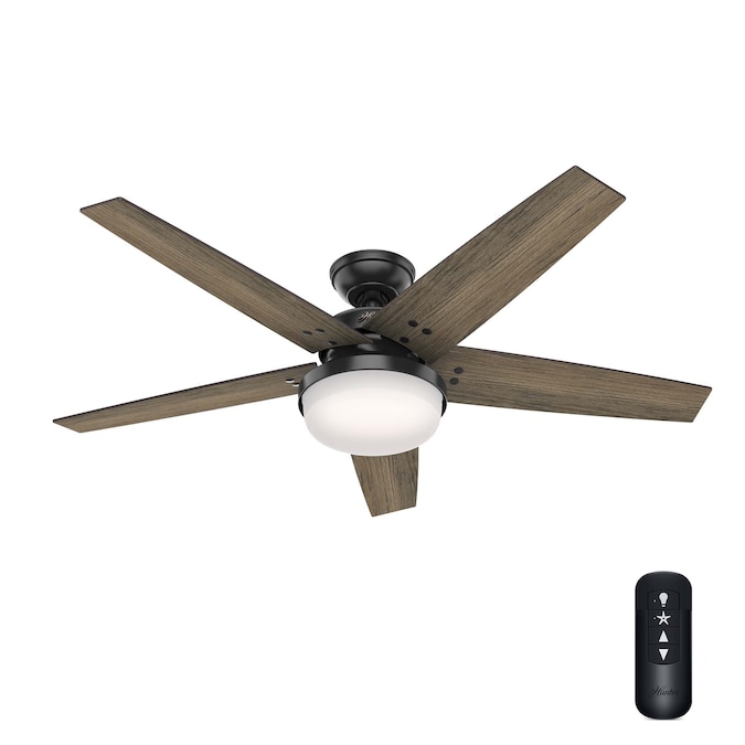 Hunter Brenham 52 In Matte Black Led Indoor Ceiling Fan With Light Remote 5 Blade The Fans Department At Com - Can You Add A Remote To Hunter Ceiling Fan