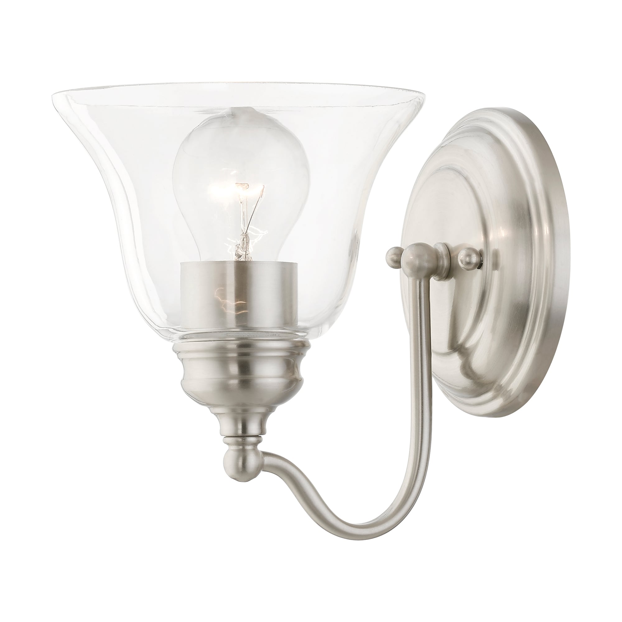 Brushed Nickel Clear Glass 1-Light Vanity Sconce