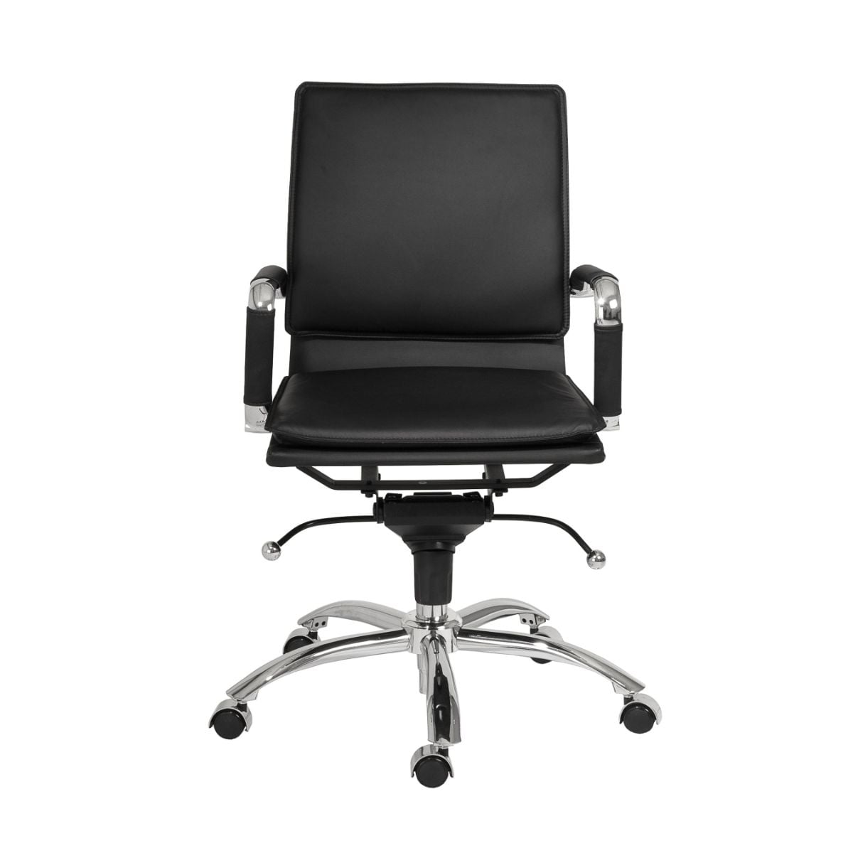 HomeRoots 370555 Amelia Black Contemporary Adjustable Height Swivel Faux Leather Task Chair