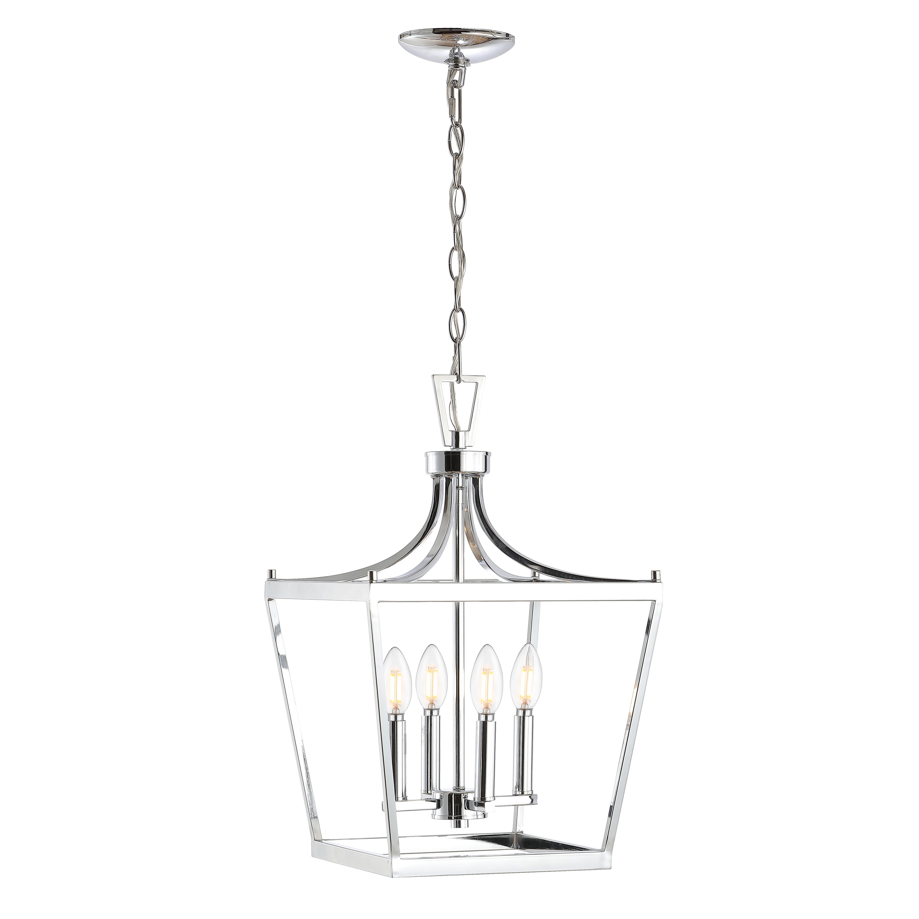 Safavieh PND4090B Nichi 4 -Light Chrome Rustic Lantern Medium Hanging Pendant light