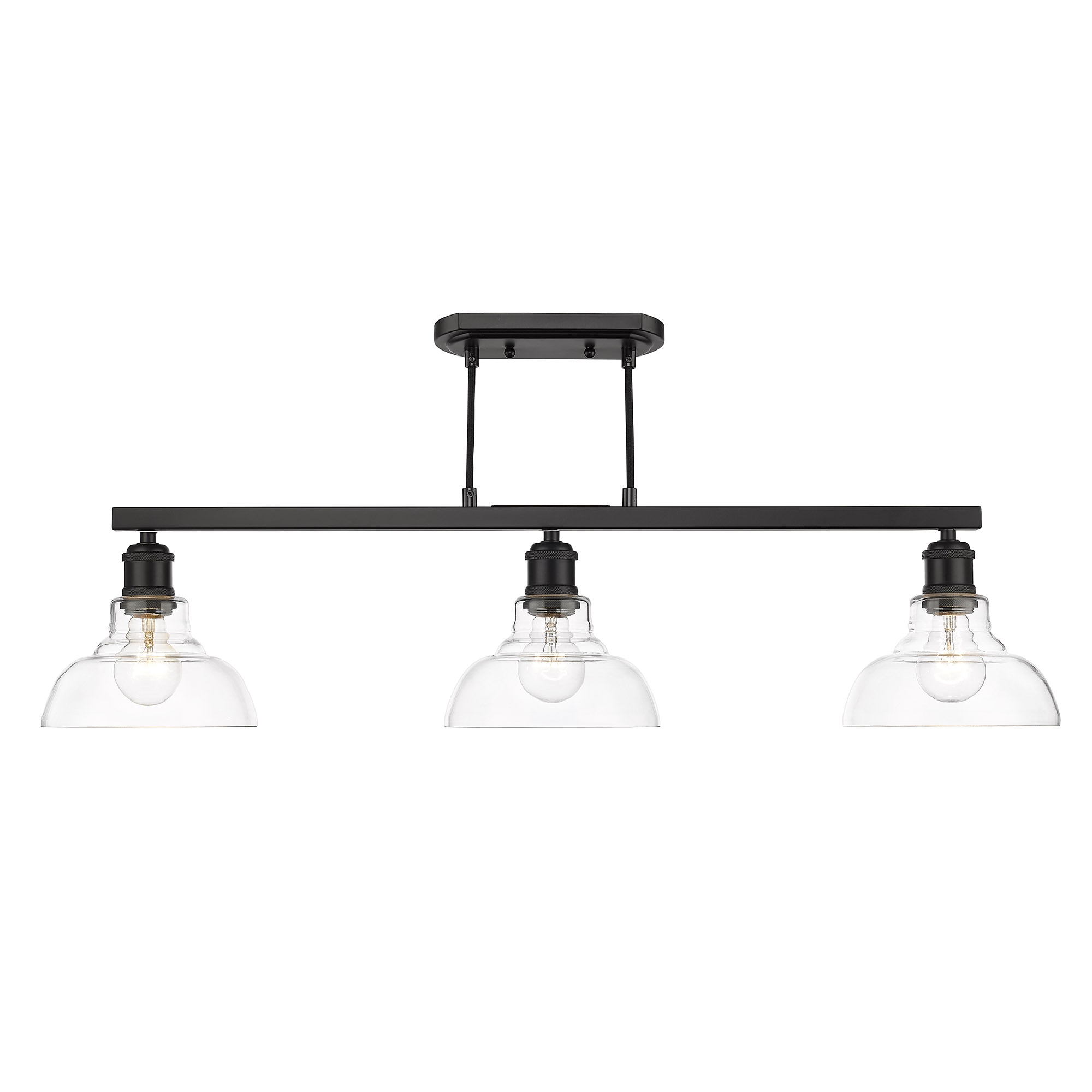Golden Lighting 0305-3SF BLK-CLR Carver 3 -Light 35.5-in Matte Black Semi Flush Mount Light